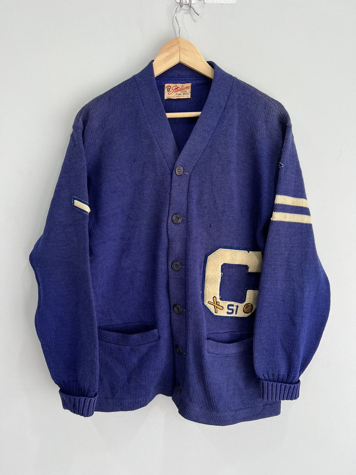 Vintage Vintage 1950s Stadium Shaker Cardigan Knit sweater 60s Size US L / EU 52-54 / 3 - 1 Thumbnail