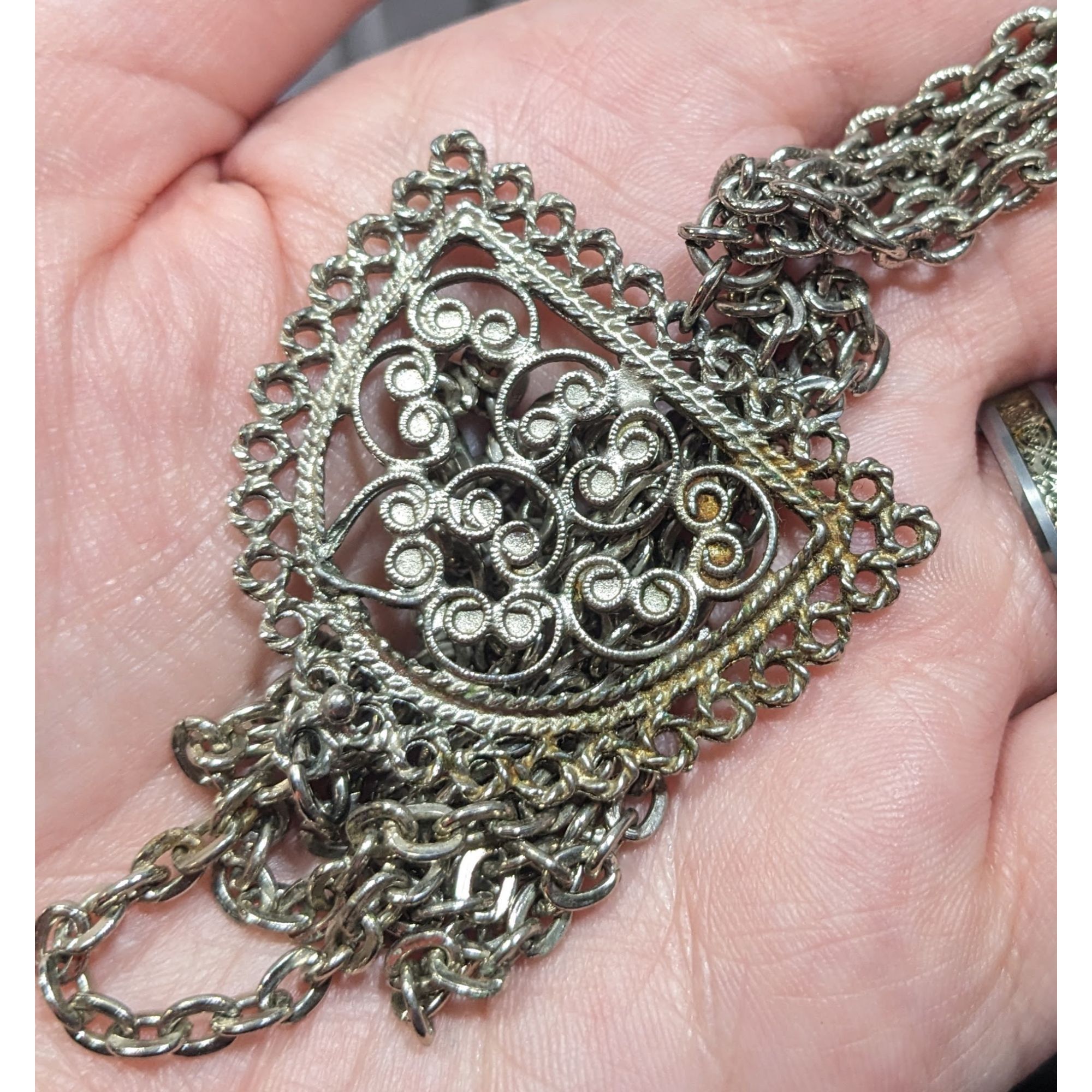 Other Vintage Etruscan Style Filigree Pendant And Tassel Necklace Size ONE SIZE - 5 Thumbnail