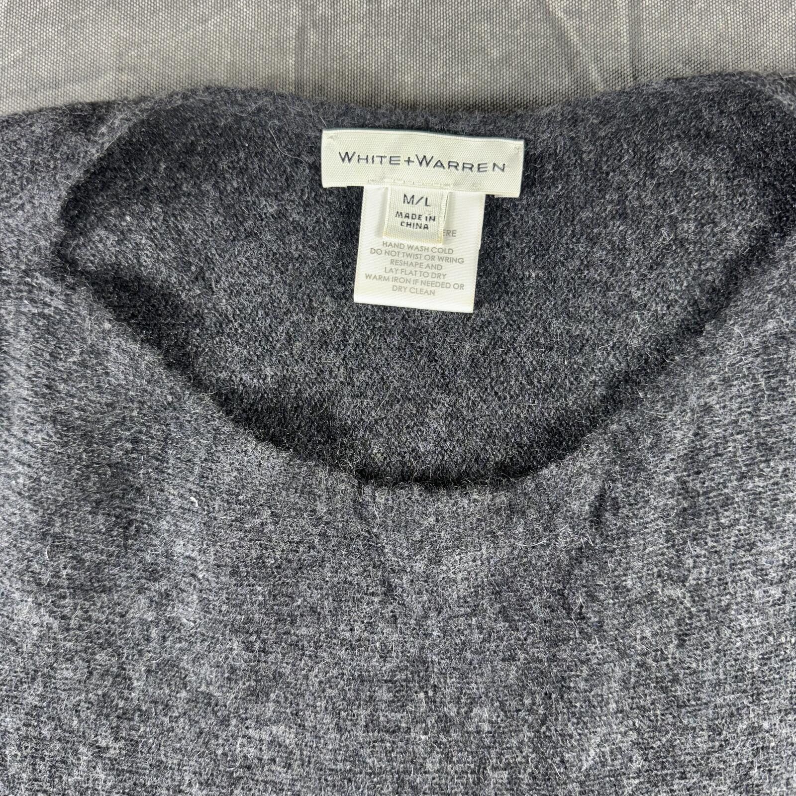 White + Warren White Warren Pancho Women's M/L Black 100% Cashmere Size M / US 6-8 / IT 42-44 - 2 Thumbnail