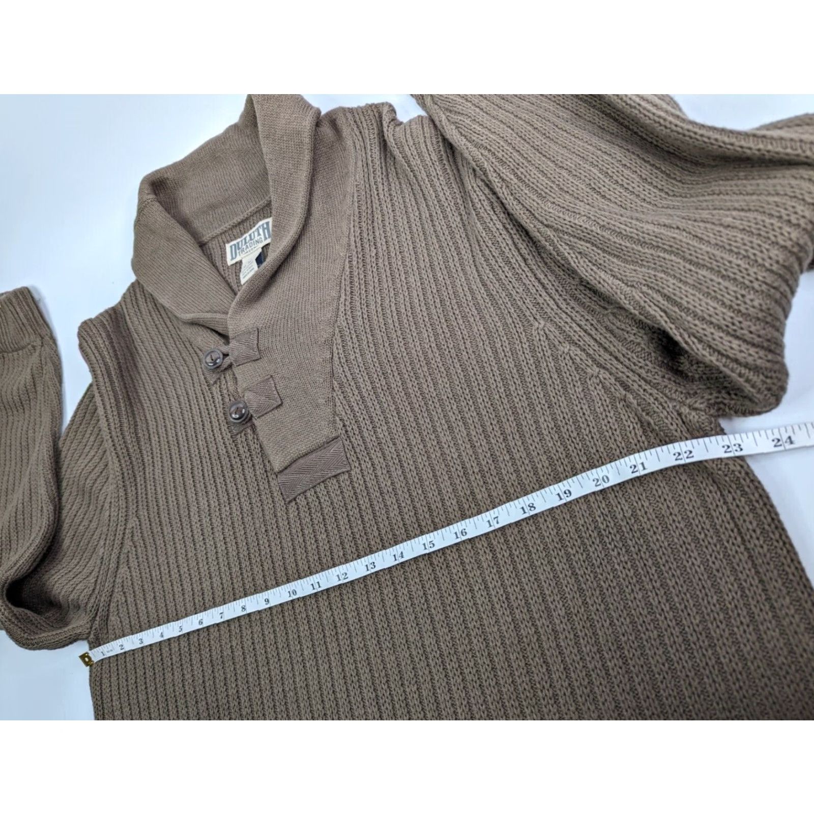 Vintage Duluth Men’s High-Neck Infantry Brown Sweater XLT Cotton Wool Blend Pullover Heavyweight Knit Long Sleeve Size XLT Brown Mens 68528 Size US XL / EU 56 / 4 - 6 Thumbnail