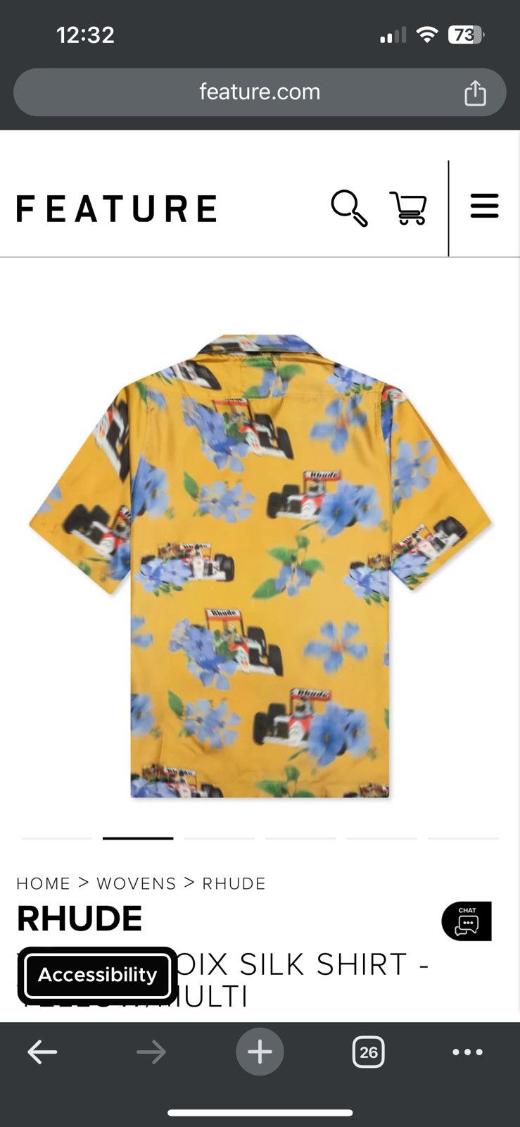 Rhude RHUDE YELLOW LOIX SILK SHIRT - YELLOW/MULTI Size US M / EU 48-50 / 2 - 4 Thumbnail