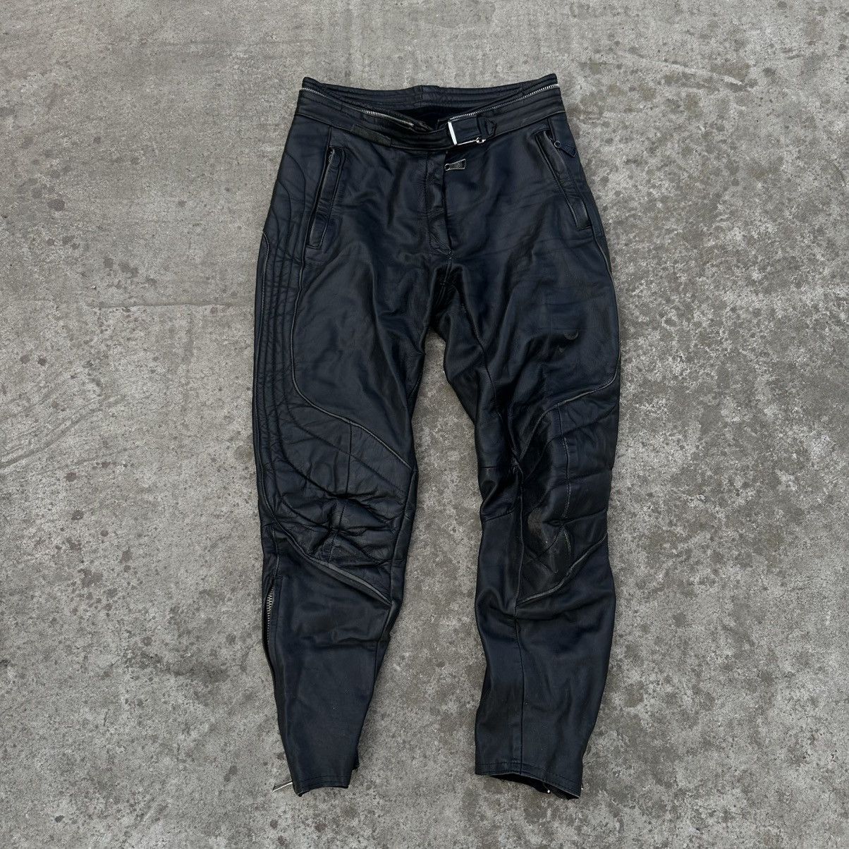 Japanese Brand Vintage Japanese Style Leather Moto Pants Y2K 90s Crazy Size US 28 / EU 44 - 1 Thumbnail