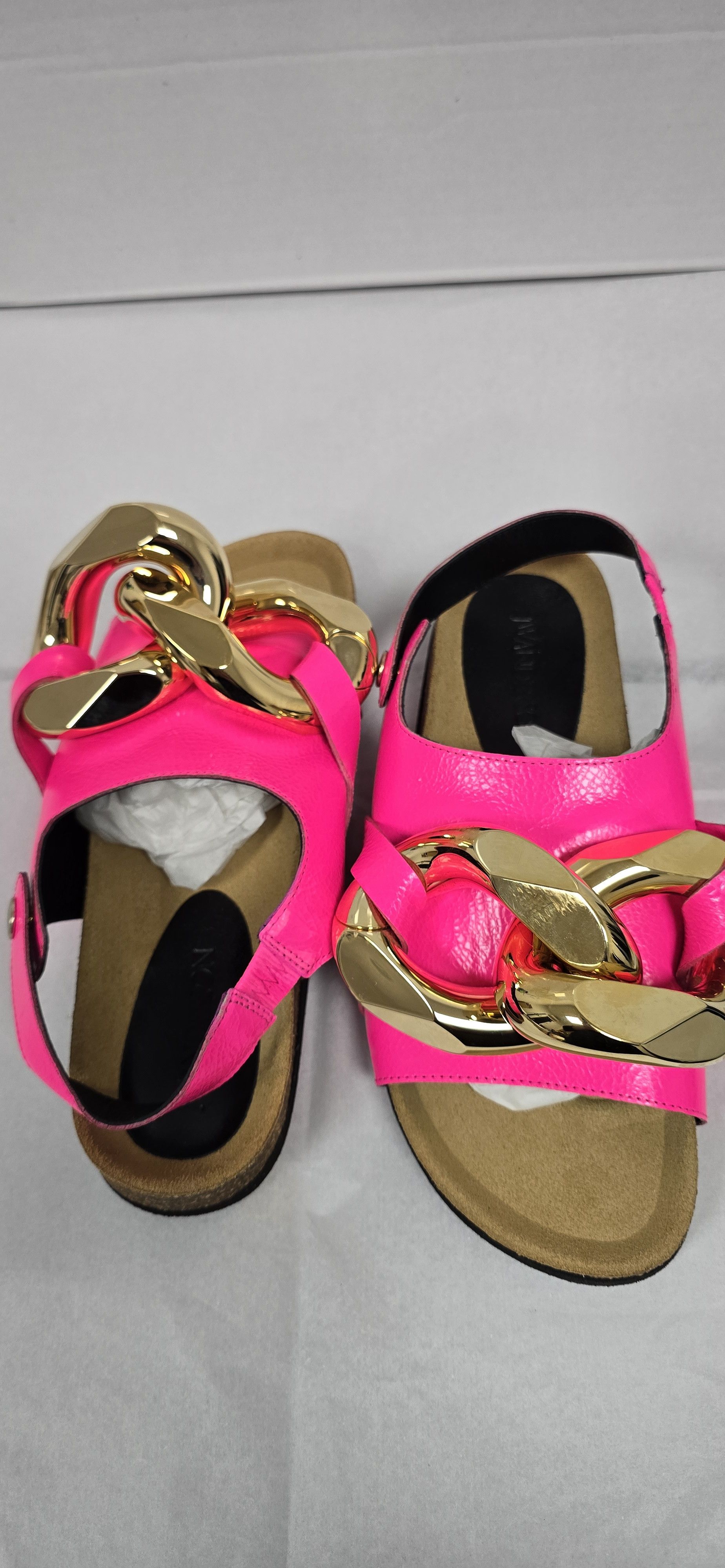 JW Anderson Neon Pink Chain Leather Slingback Sandals RRP $595 Size US 6 / IT 36 - 2 Thumbnail