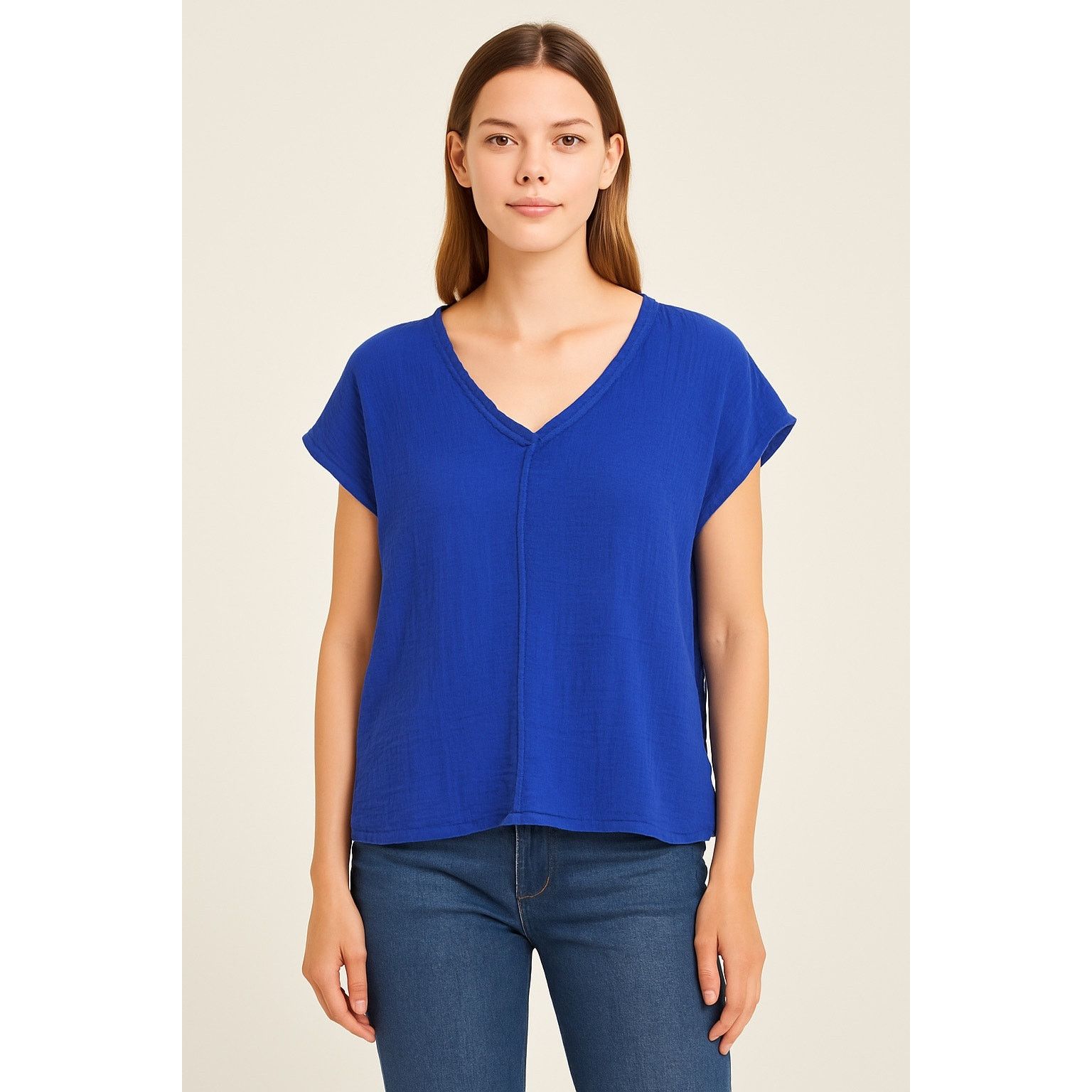 Michael Stars Michael Stars Blue Gauze Cotton V-Neck Top Size M Size M / US 6-8 / IT 42-44 - 1 Thumbnail
