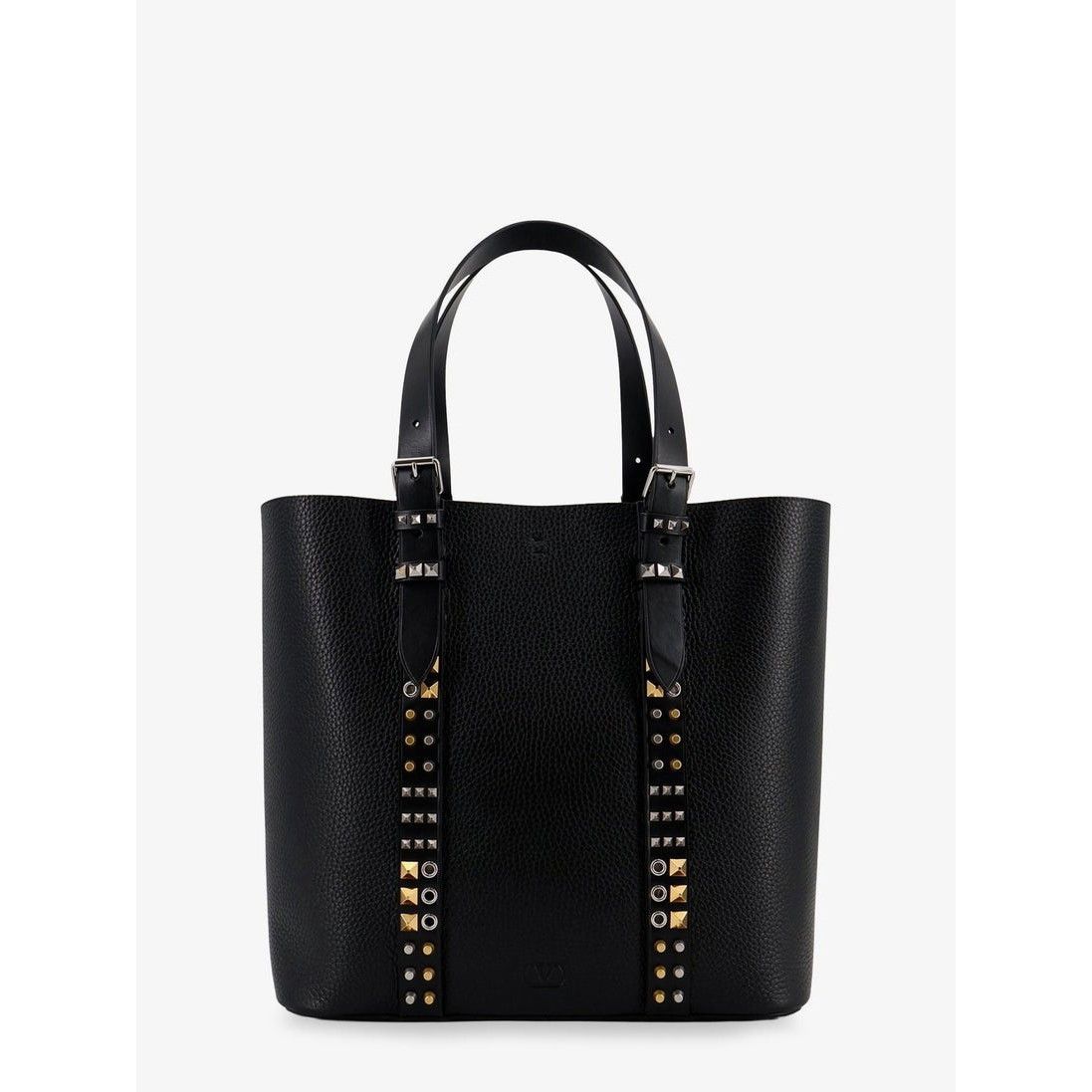 Valentino Garavani Stud Black Grained Leather Shoulder Bag N, Women's