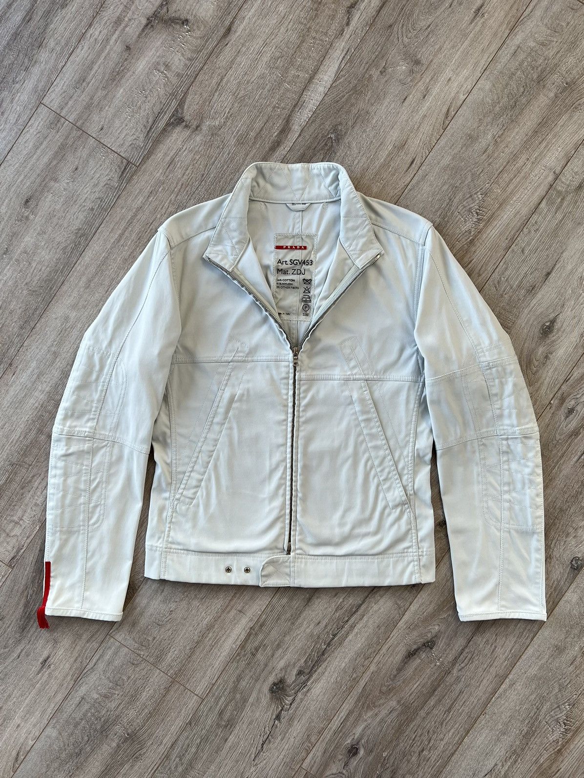 Prada PRADA Jacket Biker Red Tab Linea Rossa Stretch Cotton | Grailed