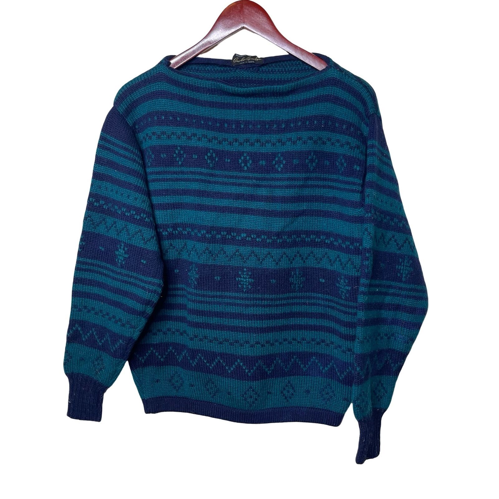 Other Vintage Carlo Gruber navy teal granpacore boatneck sweater M Size US M / EU 48-50 / 2 - 1 Thumbnail