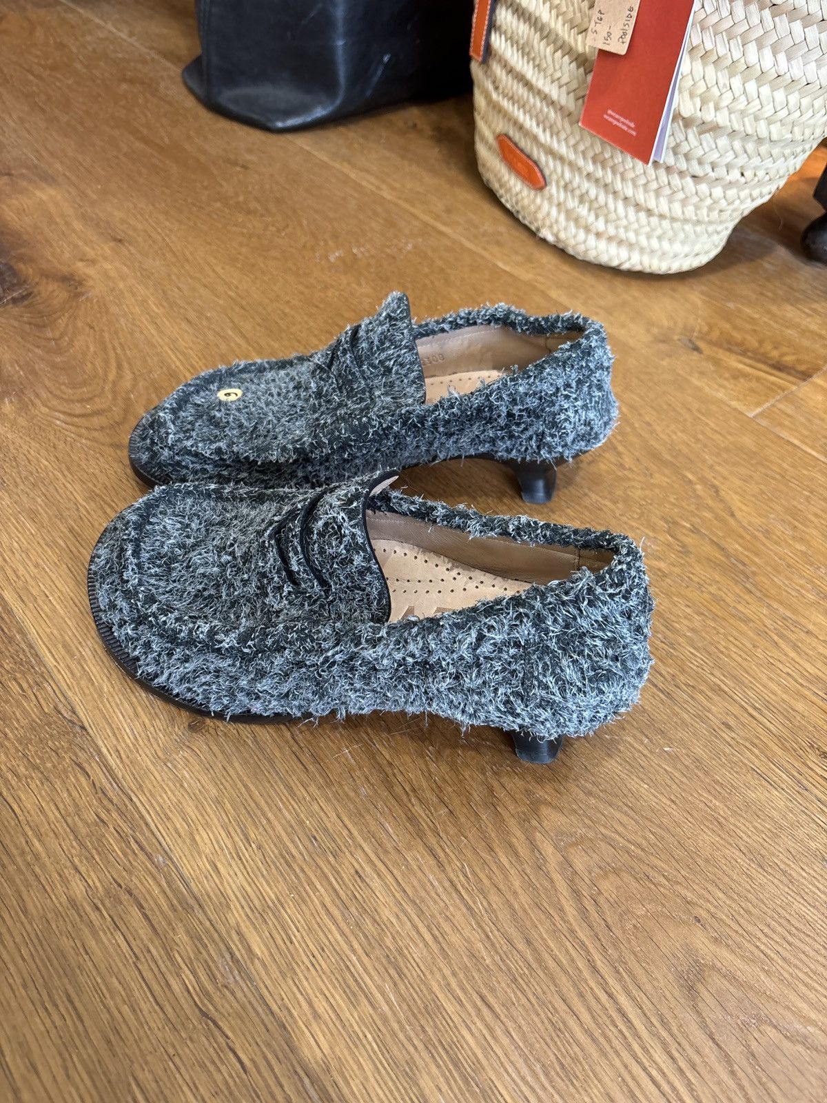 Loewe These are Loewe fuzzy grey leather-lined kitten heel loafers Size US 6 / IT 36 - 8 Thumbnail
