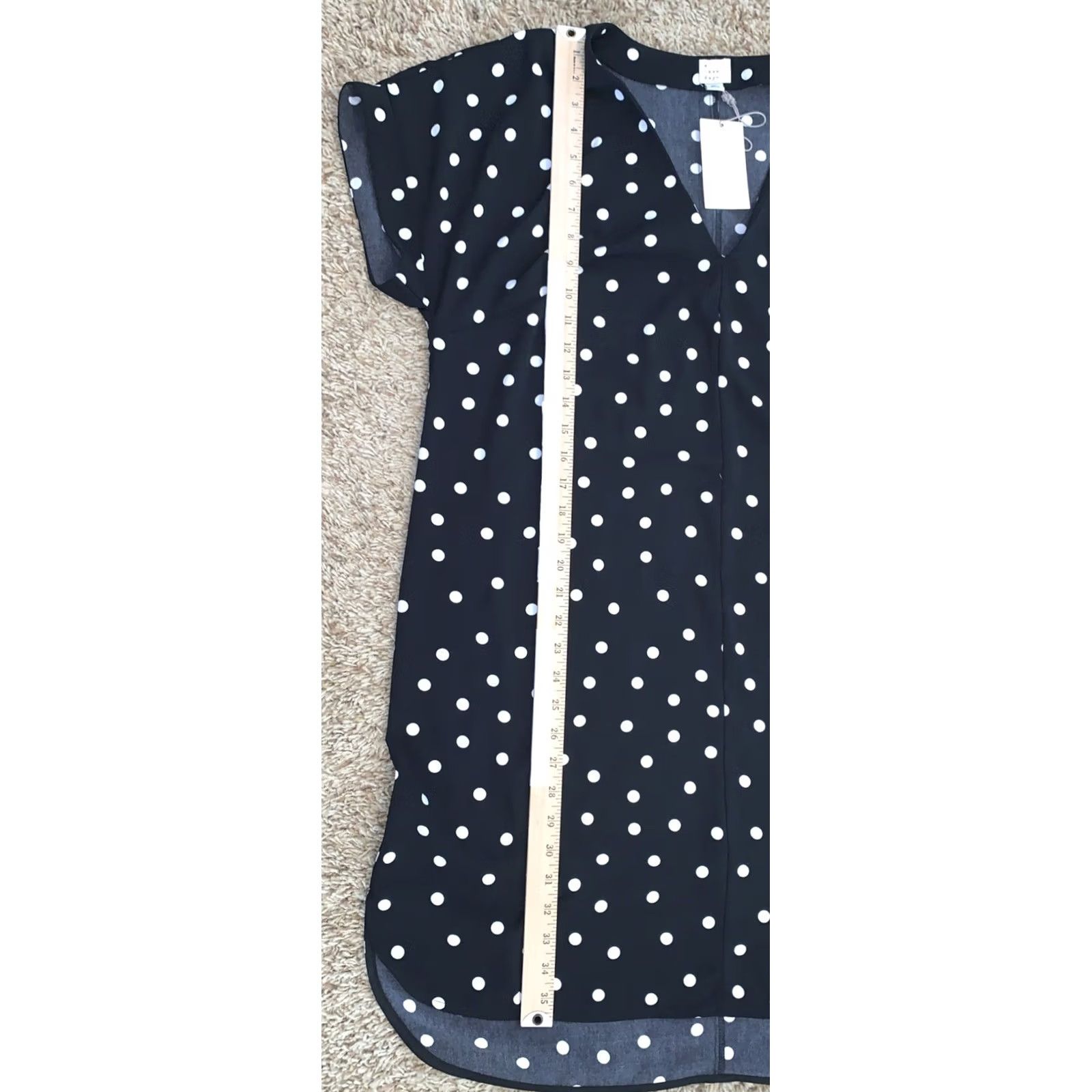 Vintage A New Day Dress Polka Dot Short Sleeve V-Neck XL Black White Shift" Size XL / US 12-14 / IT 48-50 - 3 Thumbnail