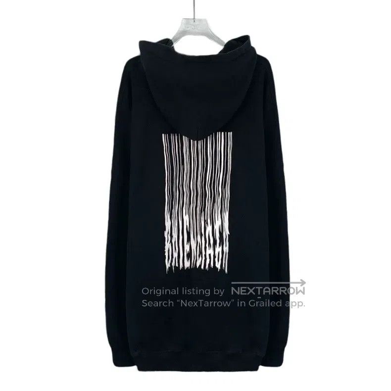 Balenciaga Balenciaga Black Fringe Printed Cotton Hooded Long Sleeve Size US XS / EU 42 / 0 - 2 Thumbnail