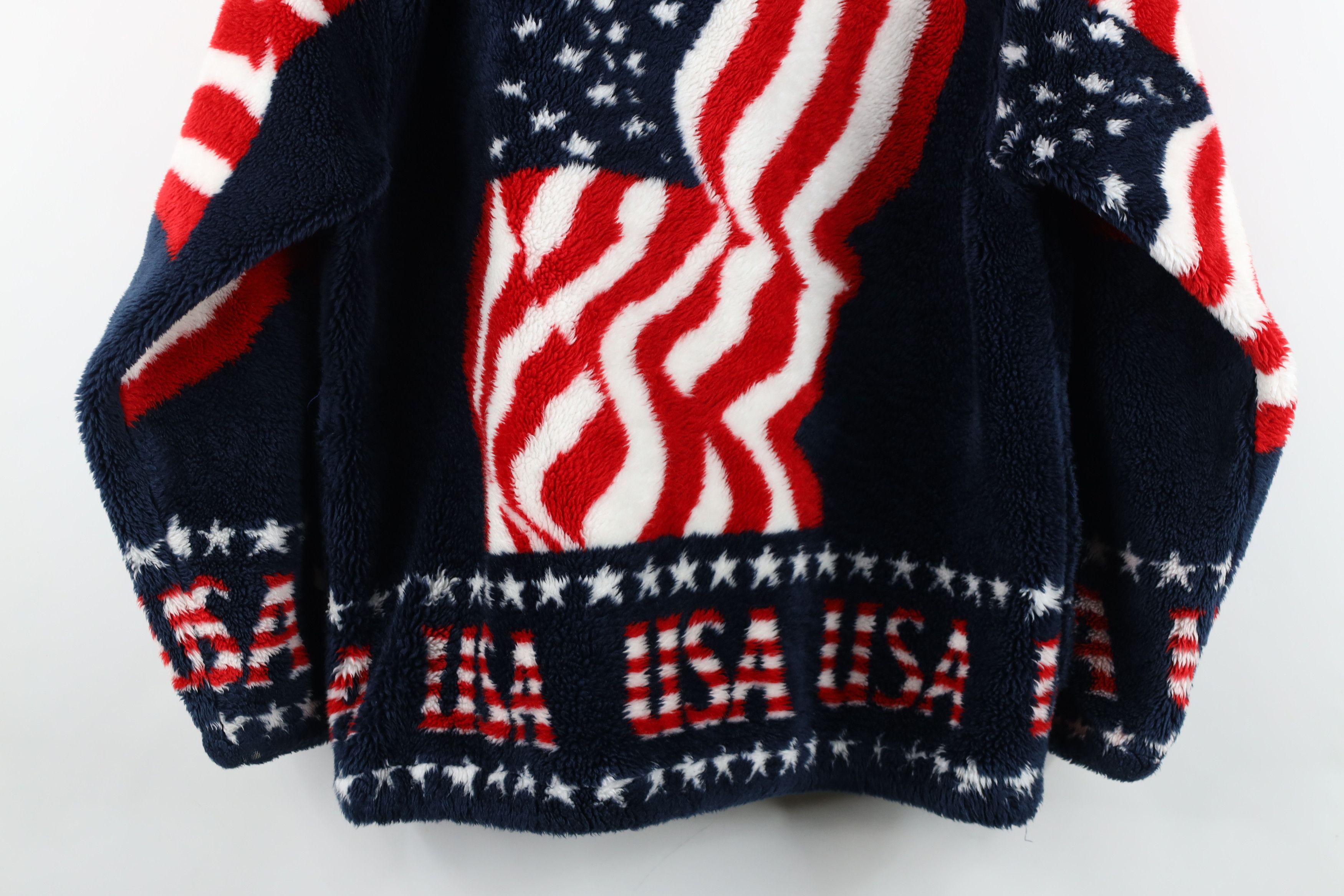 Vintage Vintage 90s Streetwear Flag All Over Print Fleece Jacket USA Size US M / EU 48-50 / 2 - 16 Thumbnail