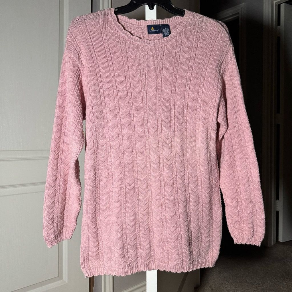 Other Vintage Liz Claiborne Lizsport Pink Cable Knit Crew Sweater Size M / US 6-8 / IT 42-44 - 1 Thumbnail