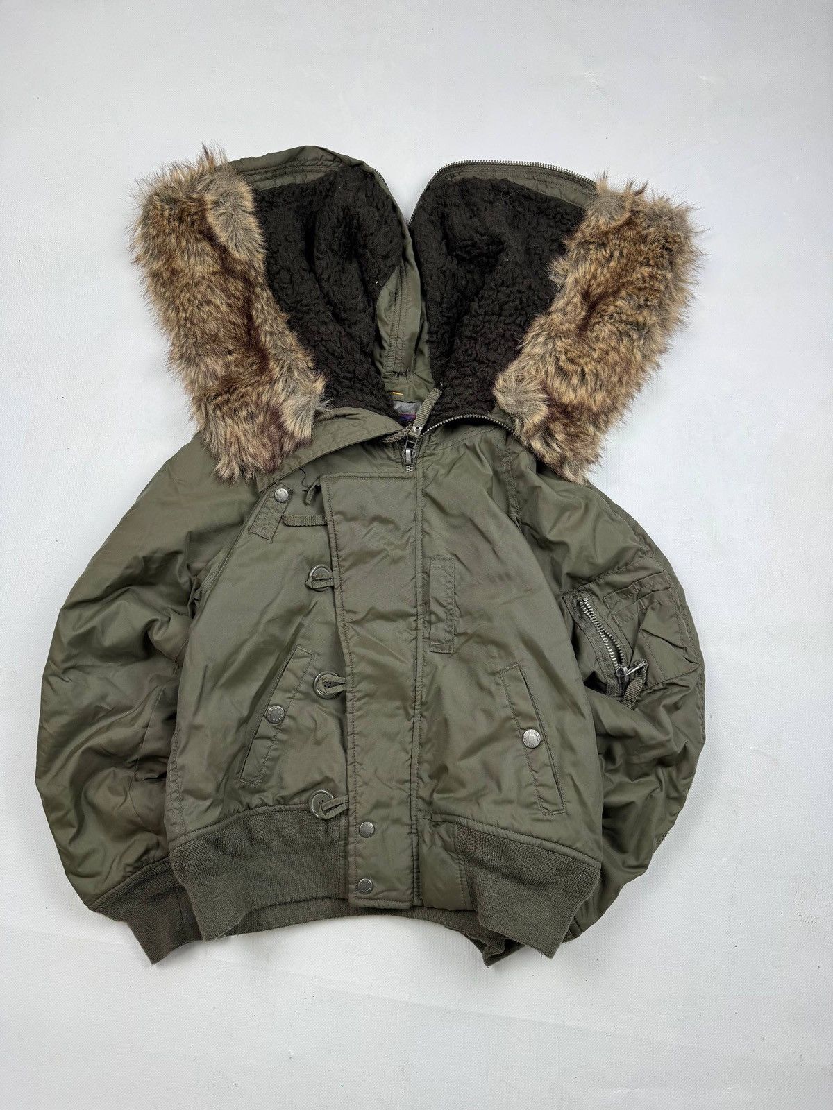 Other Y2k Urban Star Deluxe Fur Hood Bomber Jacket Olive Green Size M / US 6-8 / IT 42-44 - 1 Thumbnail