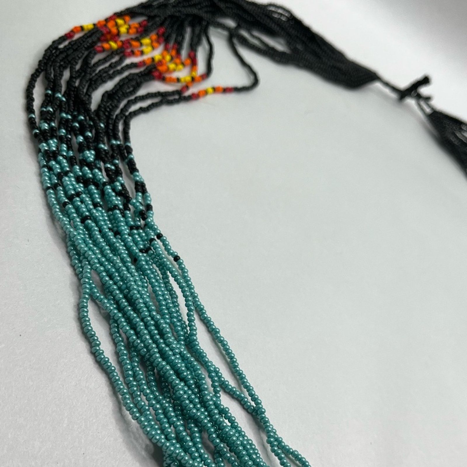 Handmade Luxury Rose Artisan Candy Skull Neon Orange beaded necklace Size ONE SIZE - 3 Thumbnail