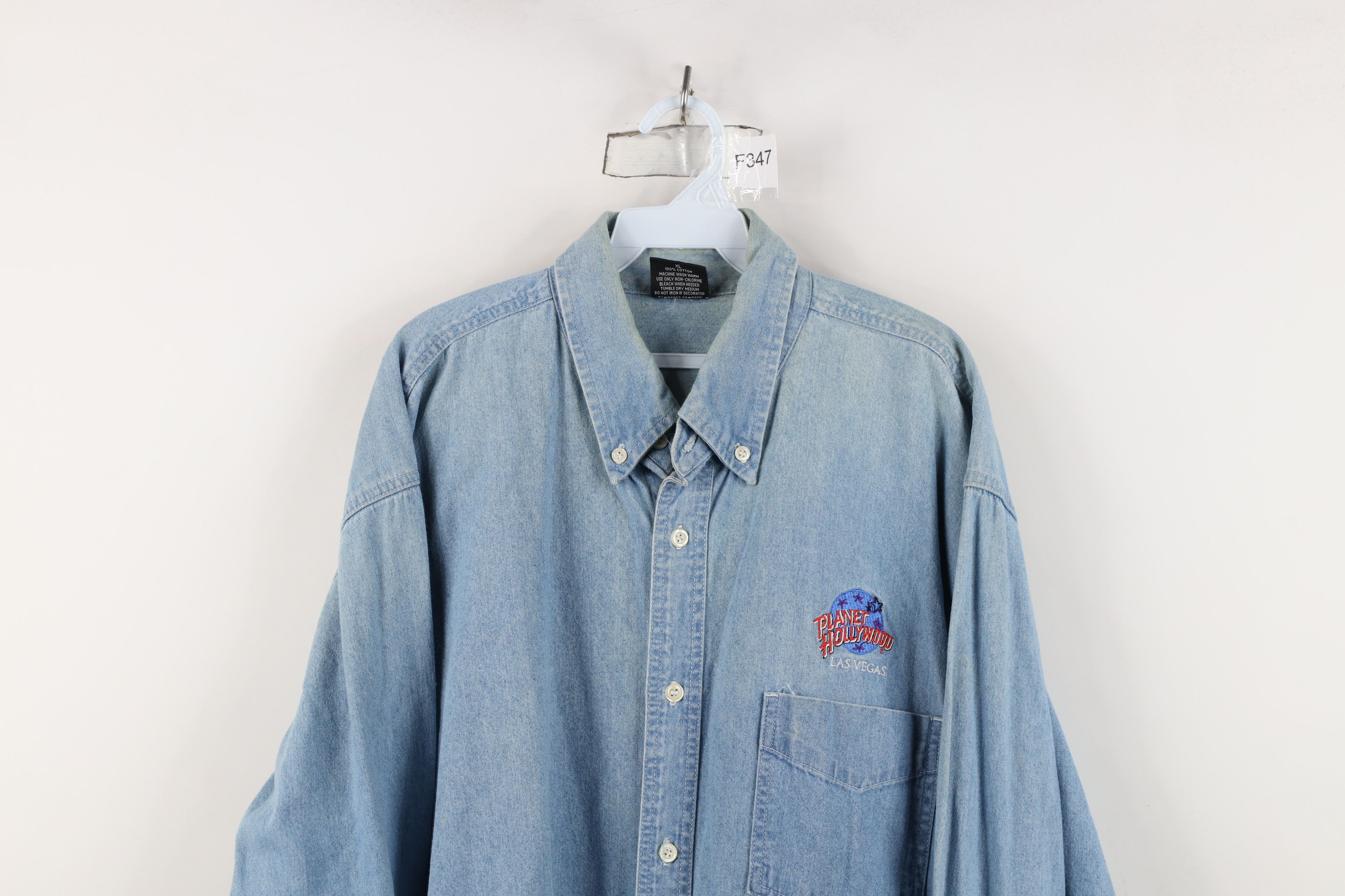 Vintage Vintage 90s Planet Hollywood Vegas Denim Button Down Shirt Size US XL / EU 56 / 4 - 2 Thumbnail