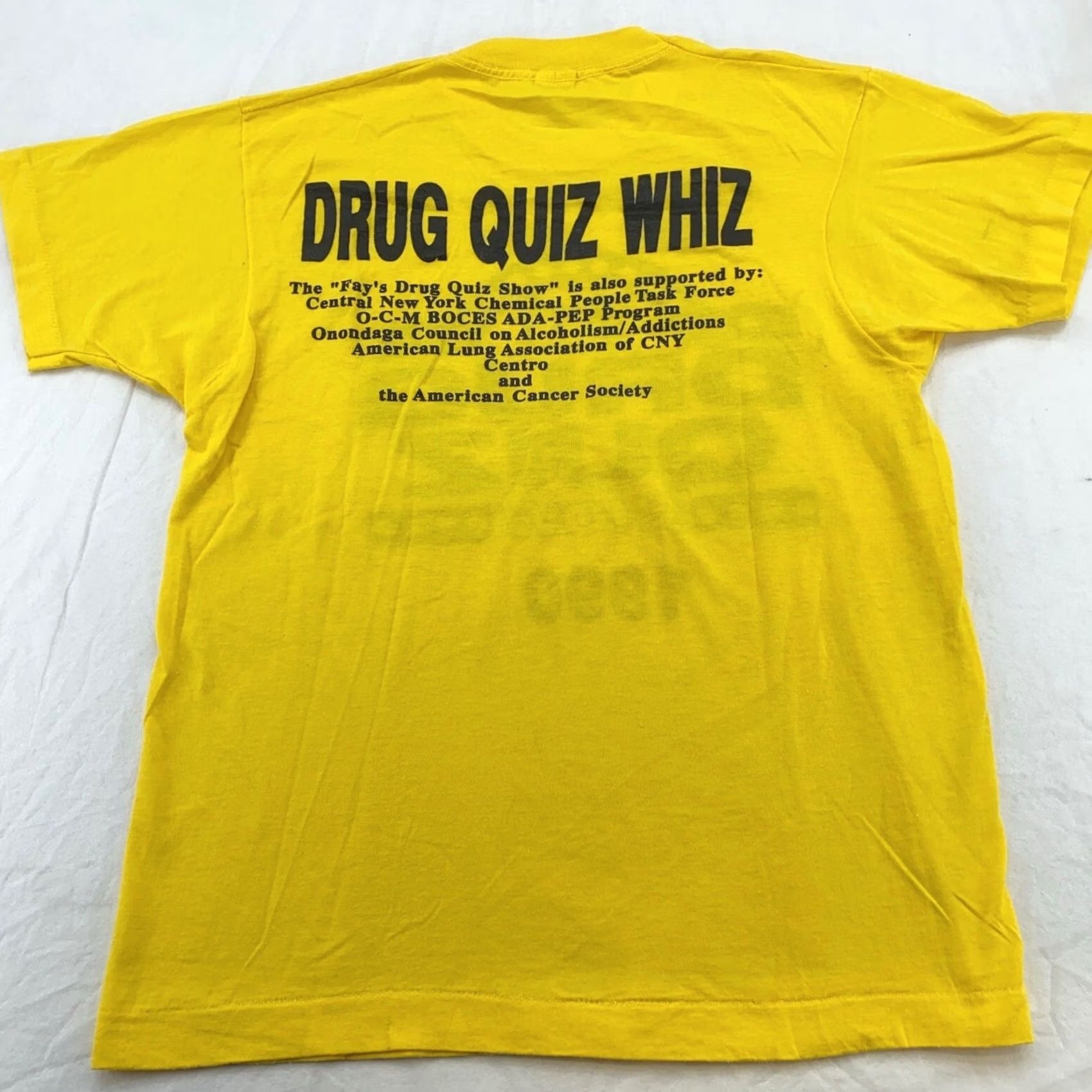 Vintage VINTAGE FAY’S DRUG QUIZ SHOW T-Shirt Medium Yellow 90s pot ny Mens Size US M / EU 48-50 / 2 - 3 Thumbnail