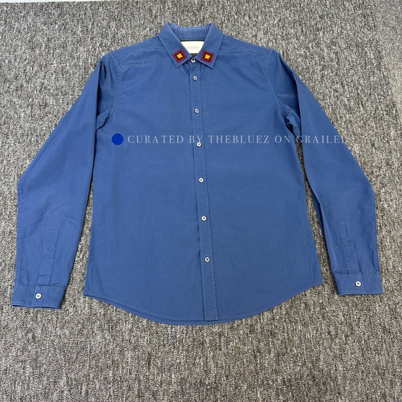 Gucci Bee Embroidered Blue Button Up Shirt Size US S / EU 44-46 / 1 - 1 Thumbnail