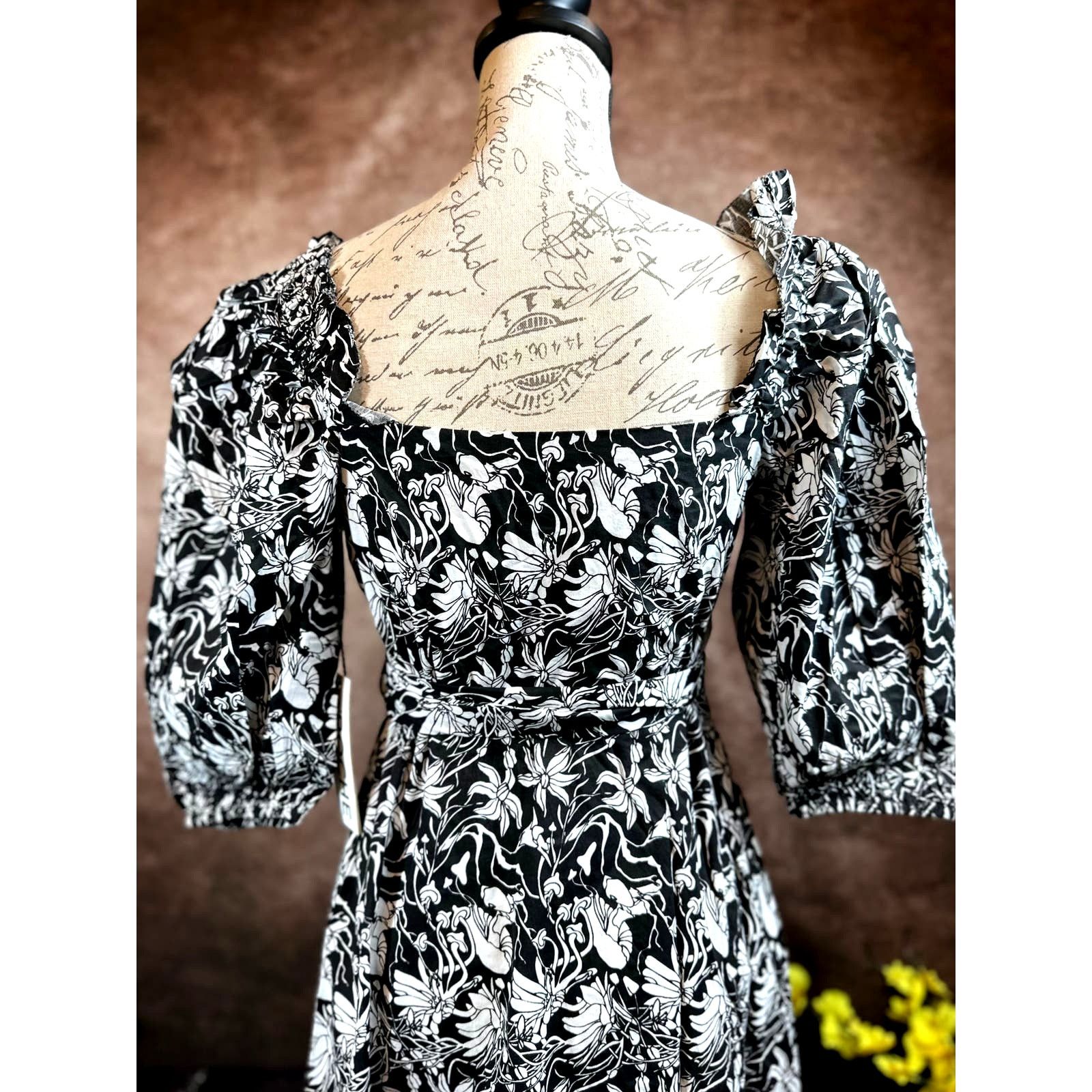 Other St Roche Romaine Midi Wrap Dress Black White Florals size 0 Size XS / US 0-2 / IT 36-38 - 11 Thumbnail