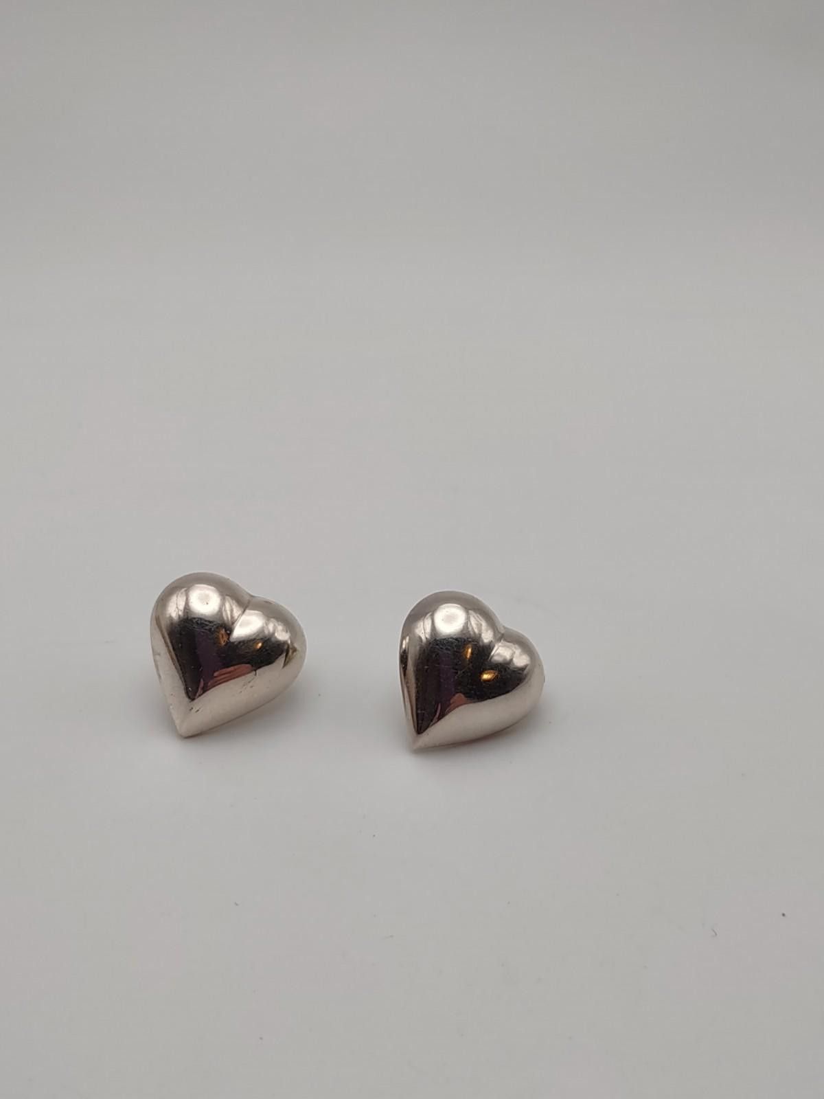 The Unbranded Brand Sterling Silver Puffy Heart Stud Earrings 925 Size ONE SIZE - 2 Thumbnail