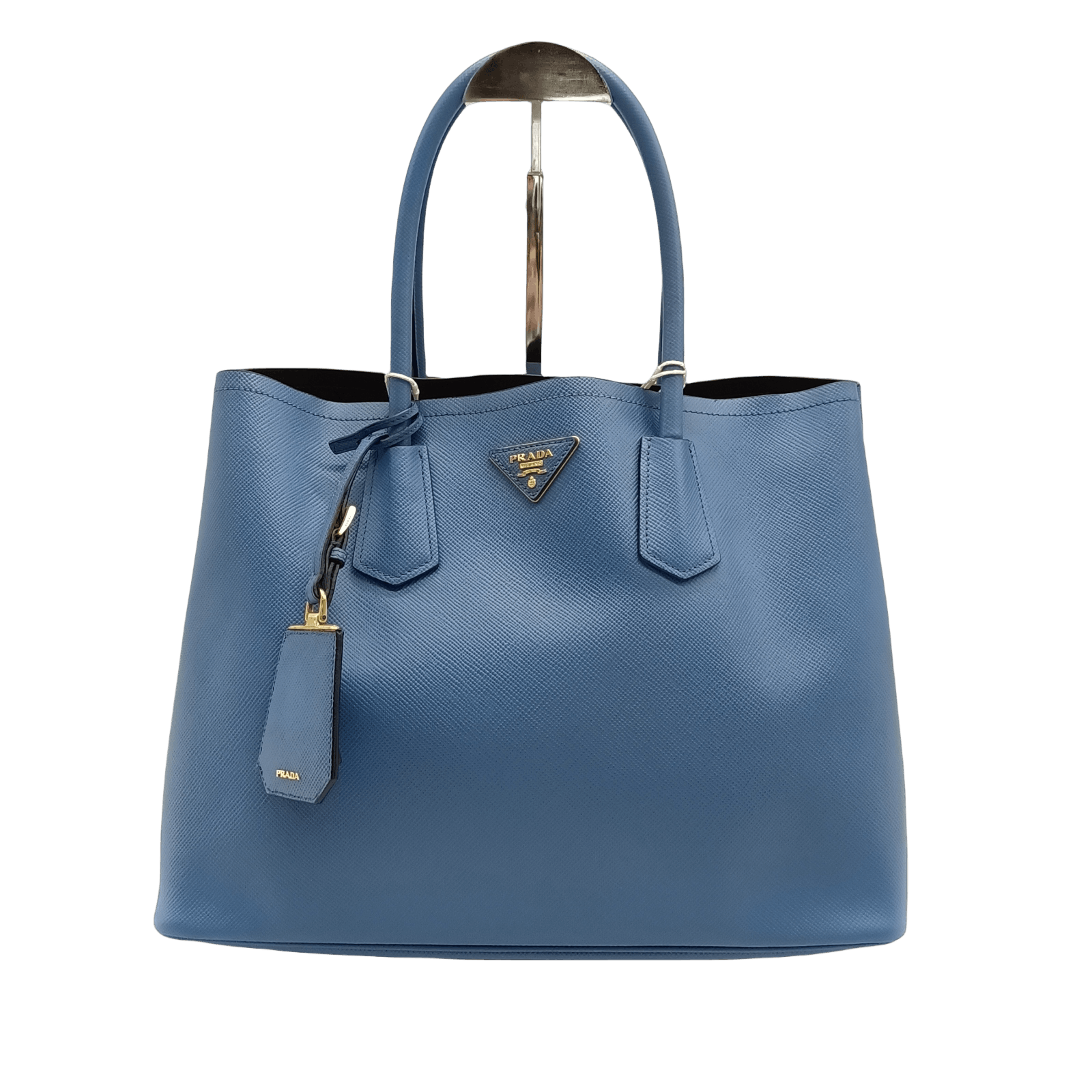 Prada Prada Double Saffiano Leather Tote Blue Size ONE SIZE - 1 Thumbnail