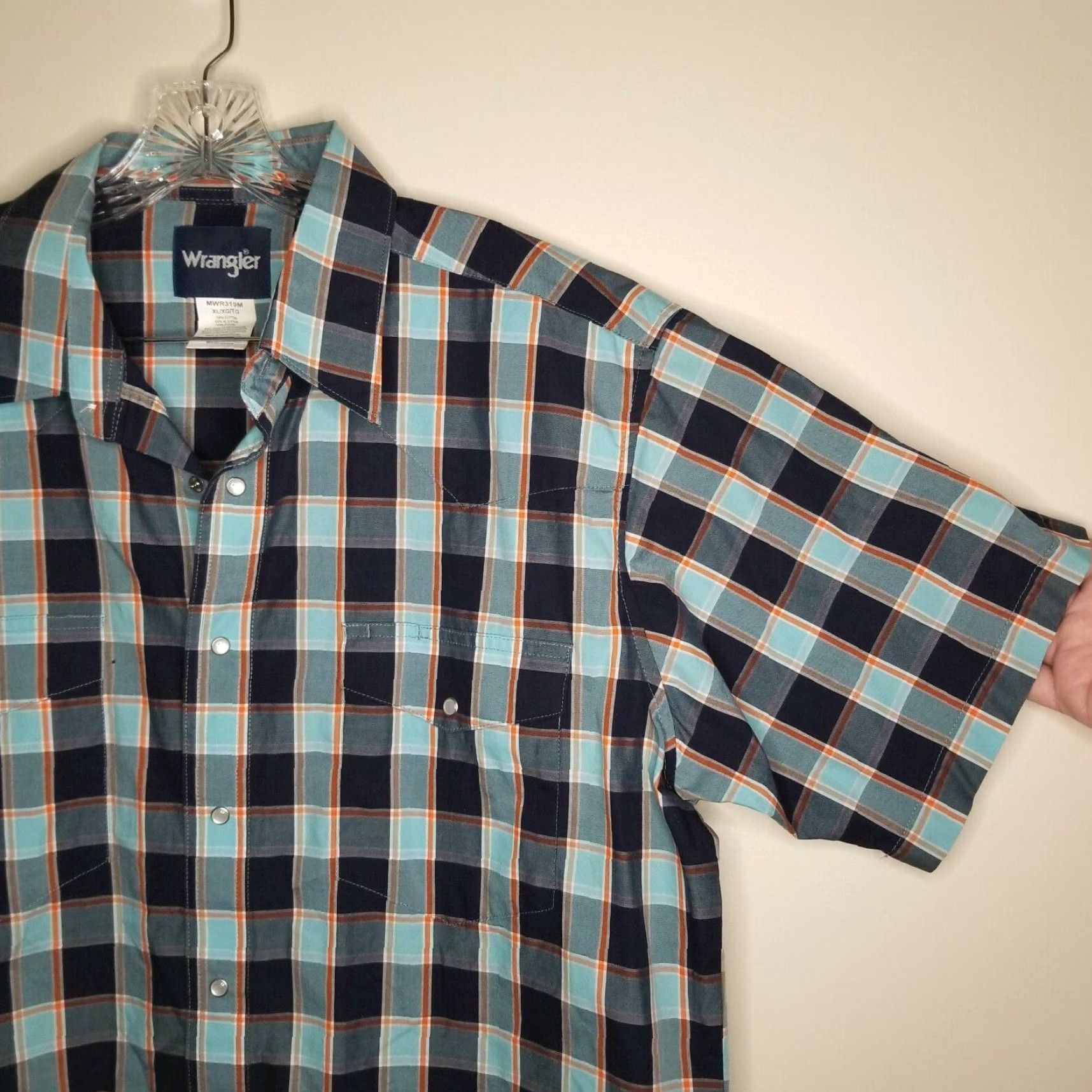 Wrangler Wrangler Shirt Men XL Blue Plaid Pearl Snap Button Up Short Sleeve Size US 36 / EU 52 - 3 Thumbnail
