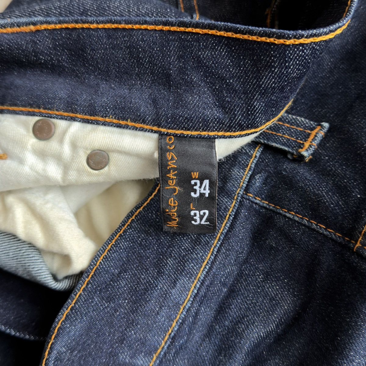 Nudie Jeans Tape Ted Organic 16 Dips Dry Indigo Stretch Denim Jeans Size US 34 / EU 50 - 6 Thumbnail