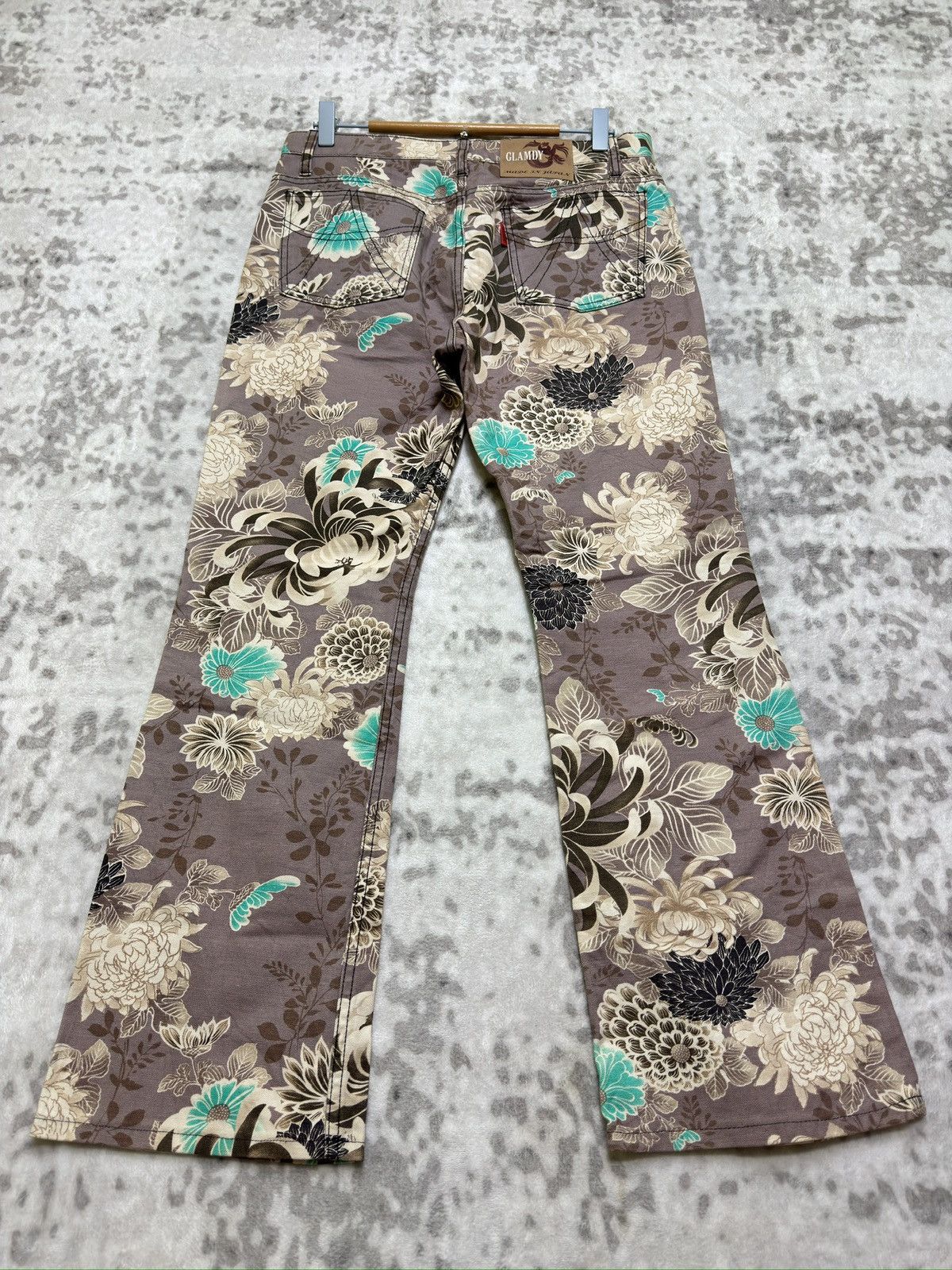 Hysteric Glamour Flare Glamdy Floral Printed Pants Turquoise Accents Size US 30 / EU 46 - 2 Thumbnail
