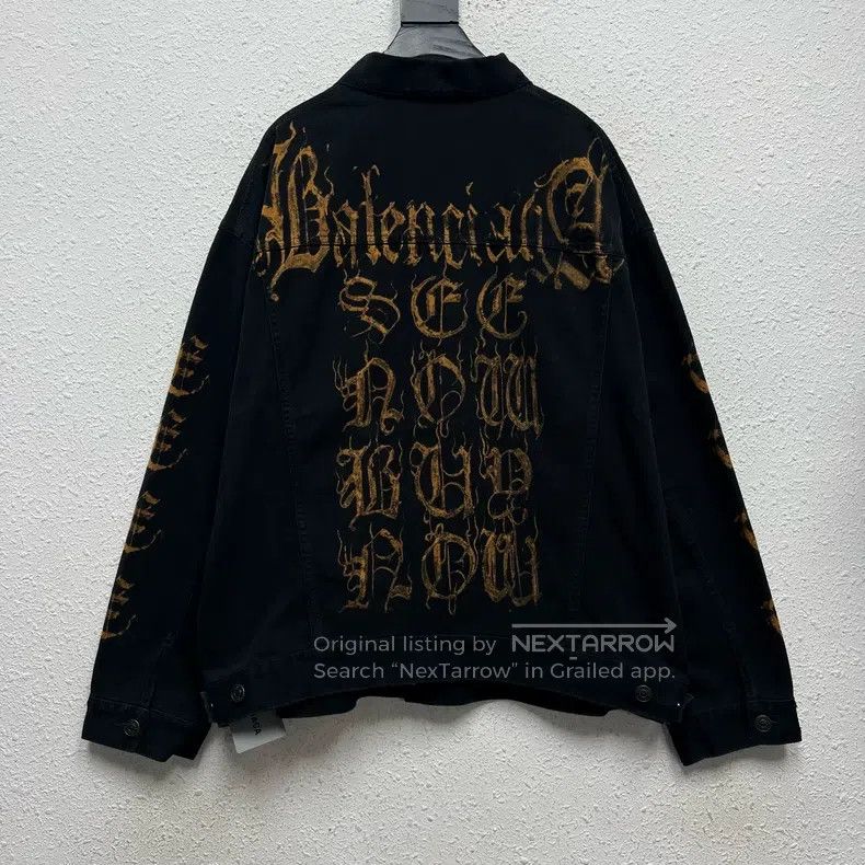 Balenciaga Balenciaga Sanskrit Destroyed Denim Jacket Size US M / EU 48-50 / 2 - 7 Thumbnail
