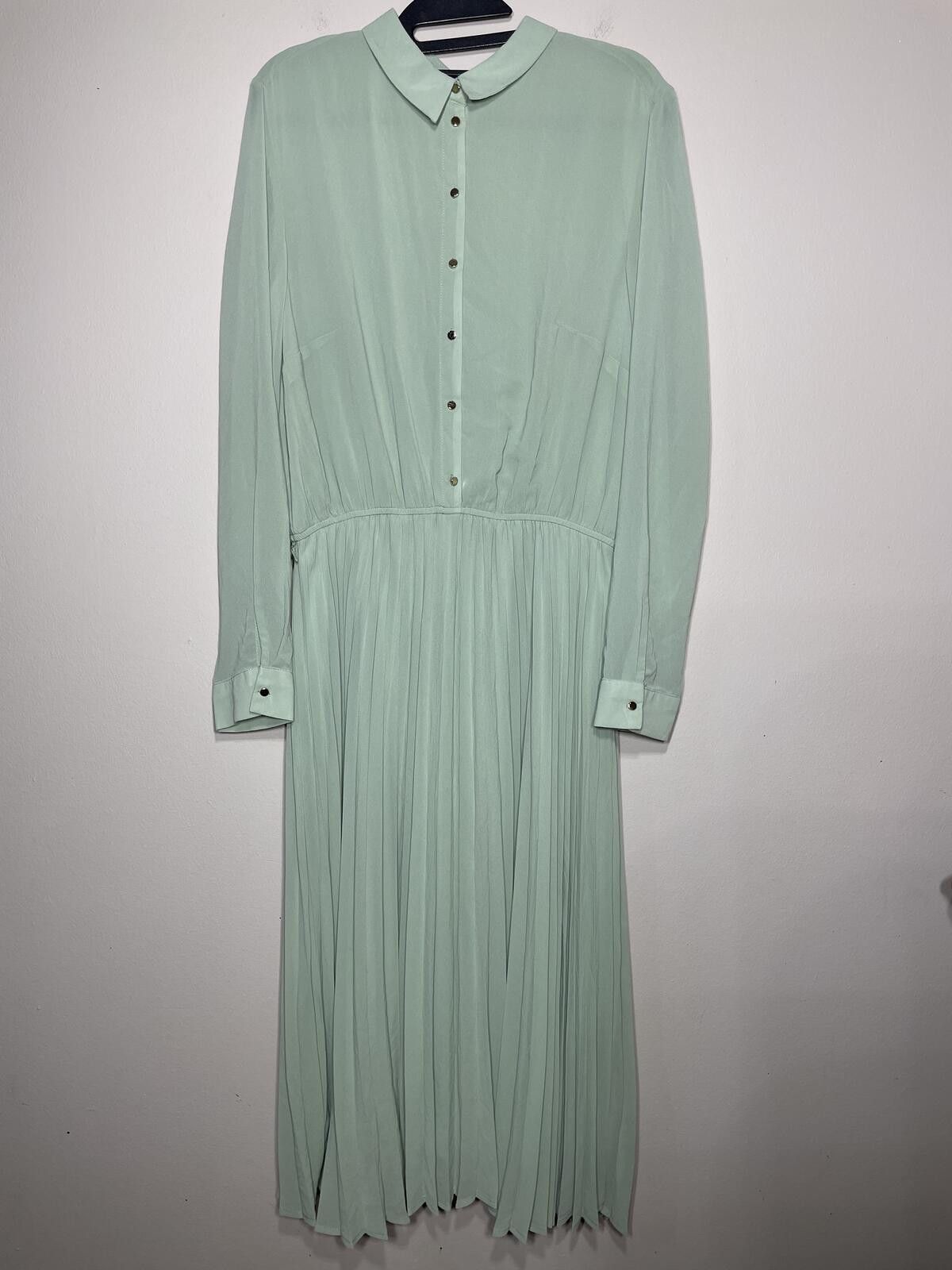 Other Dreamy Mint Pleated Maxi Dress Office Quiet Lux Sz XL Y2K Size XL / US 12-14 / IT 48-50 - 3 Thumbnail