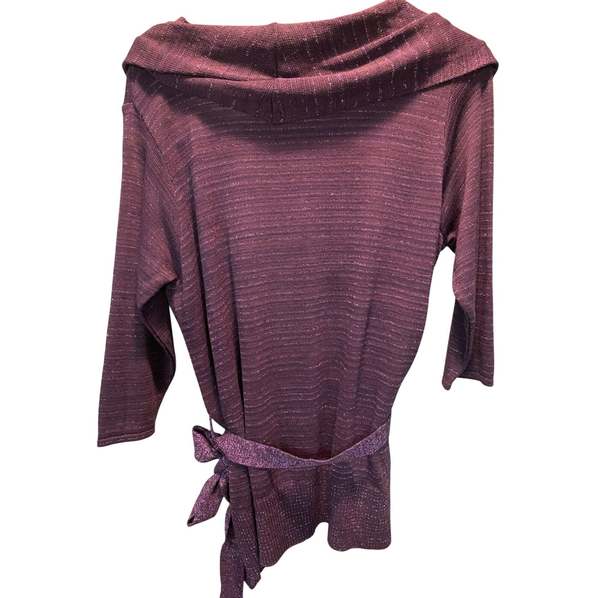 Other AGB Woman Plus Size 1X Purple with Metallic Thread Cowl Neck Size XL / US 12-14 / IT 48-50 - 7 Thumbnail