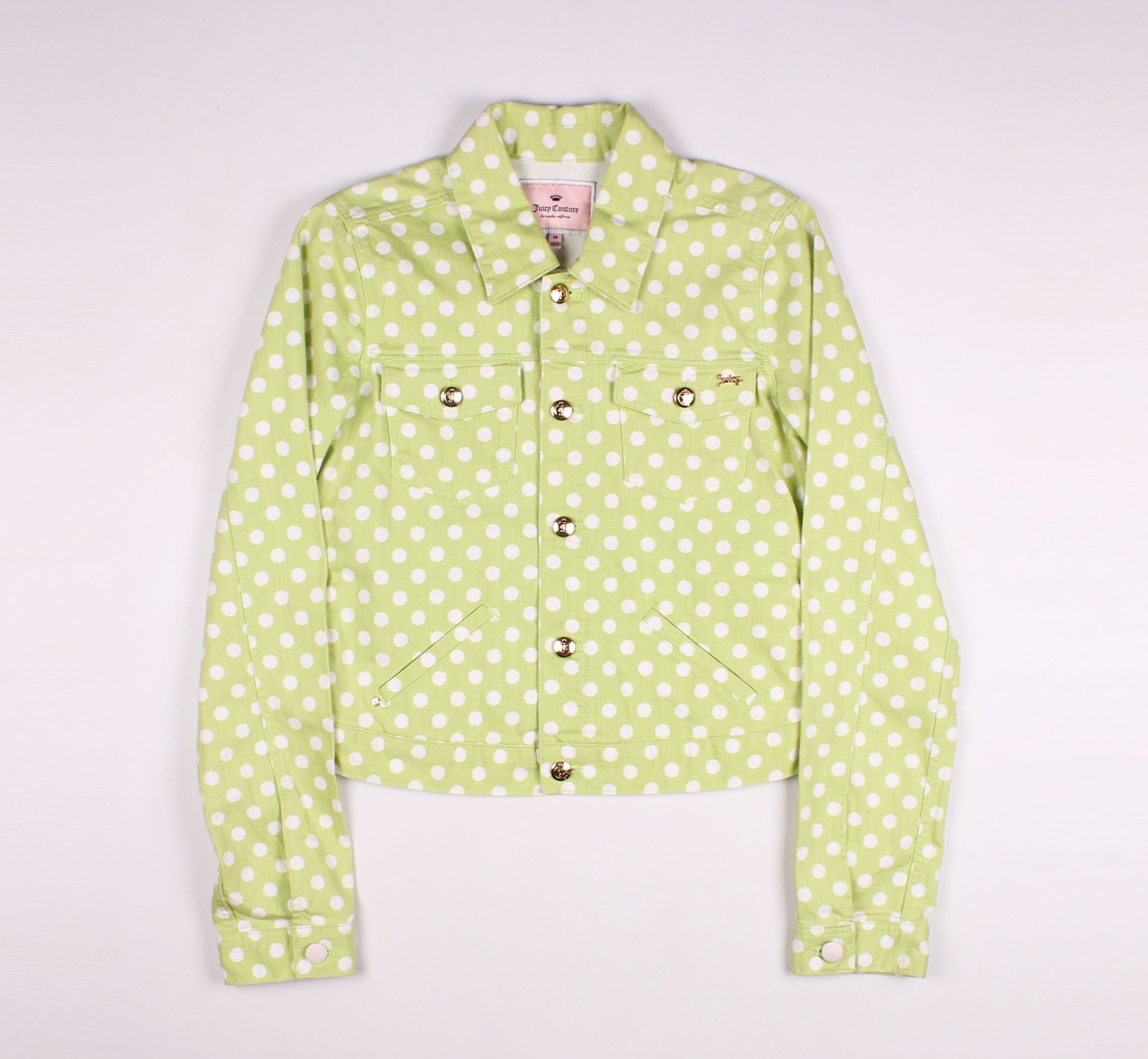 image of Juicy Couture Vintage Y2K Polka Dot Lemongrass Jacket in Green, Women's (Size Medium)