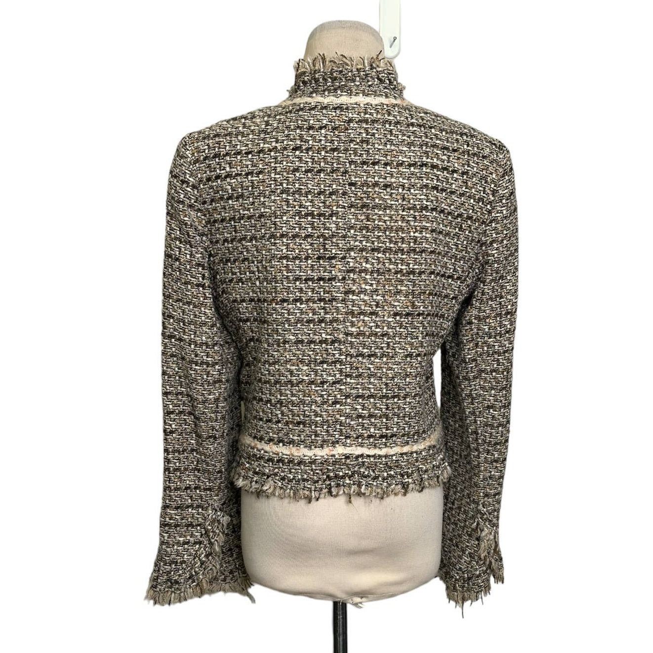 Holt Renfrew Renfrew brown woven fringe zippered jacket blazer size 6 Size M / US 6-8 / IT 42-44 - 3 Thumbnail