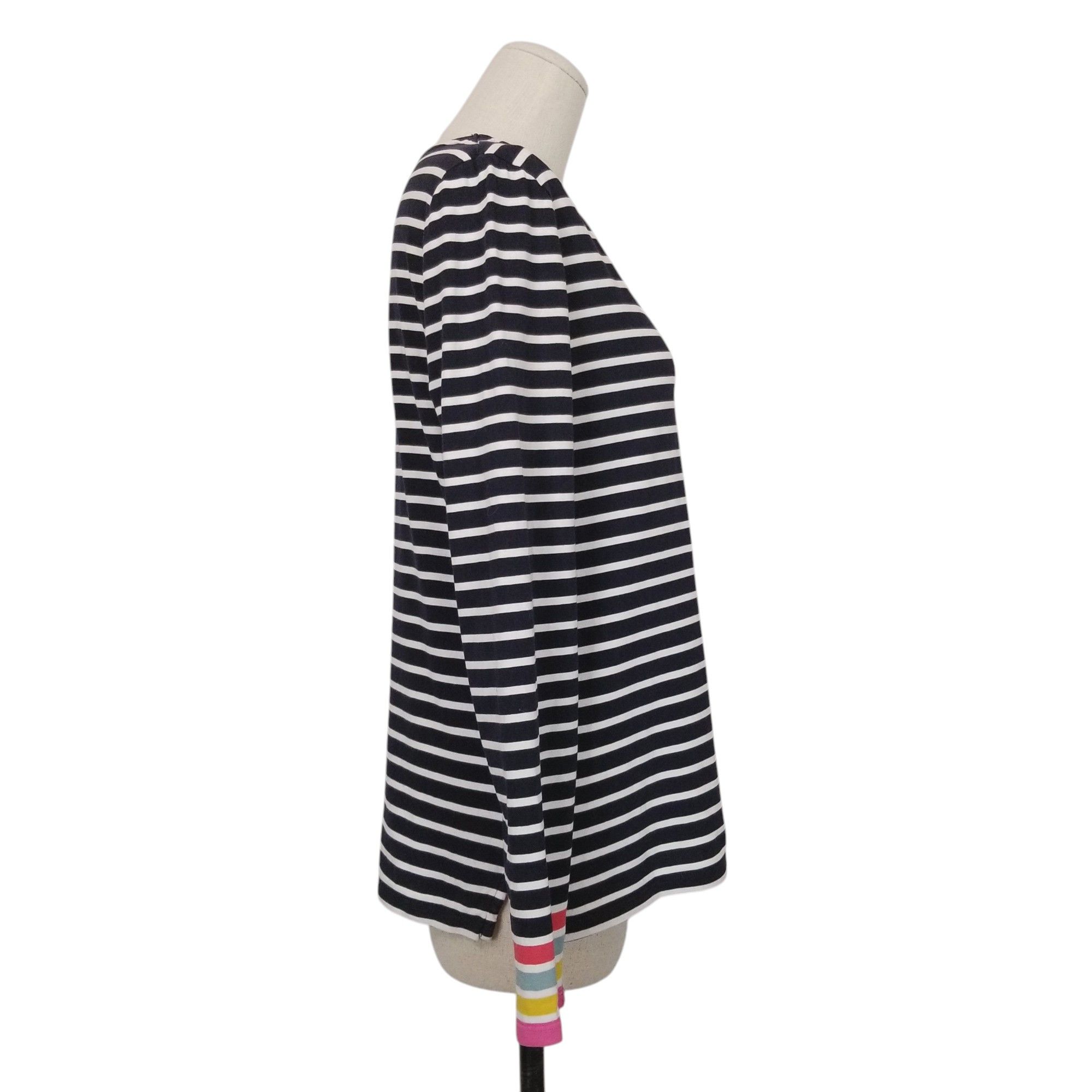 Boden Striped Long Sleeve Tee Ranbow Cuffs Size M / US 6-8 / IT 42-44 - 4 Thumbnail