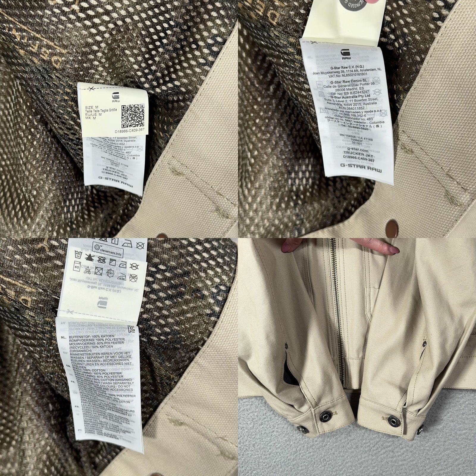 Vintage G-Star RAW Trucker Jacket Mens M Khaki Buck Canvas Full Zip Lined Pockets Bomber Button Zipper Casual Workwear Size US M / EU 48-50 / 2 - 8 Thumbnail
