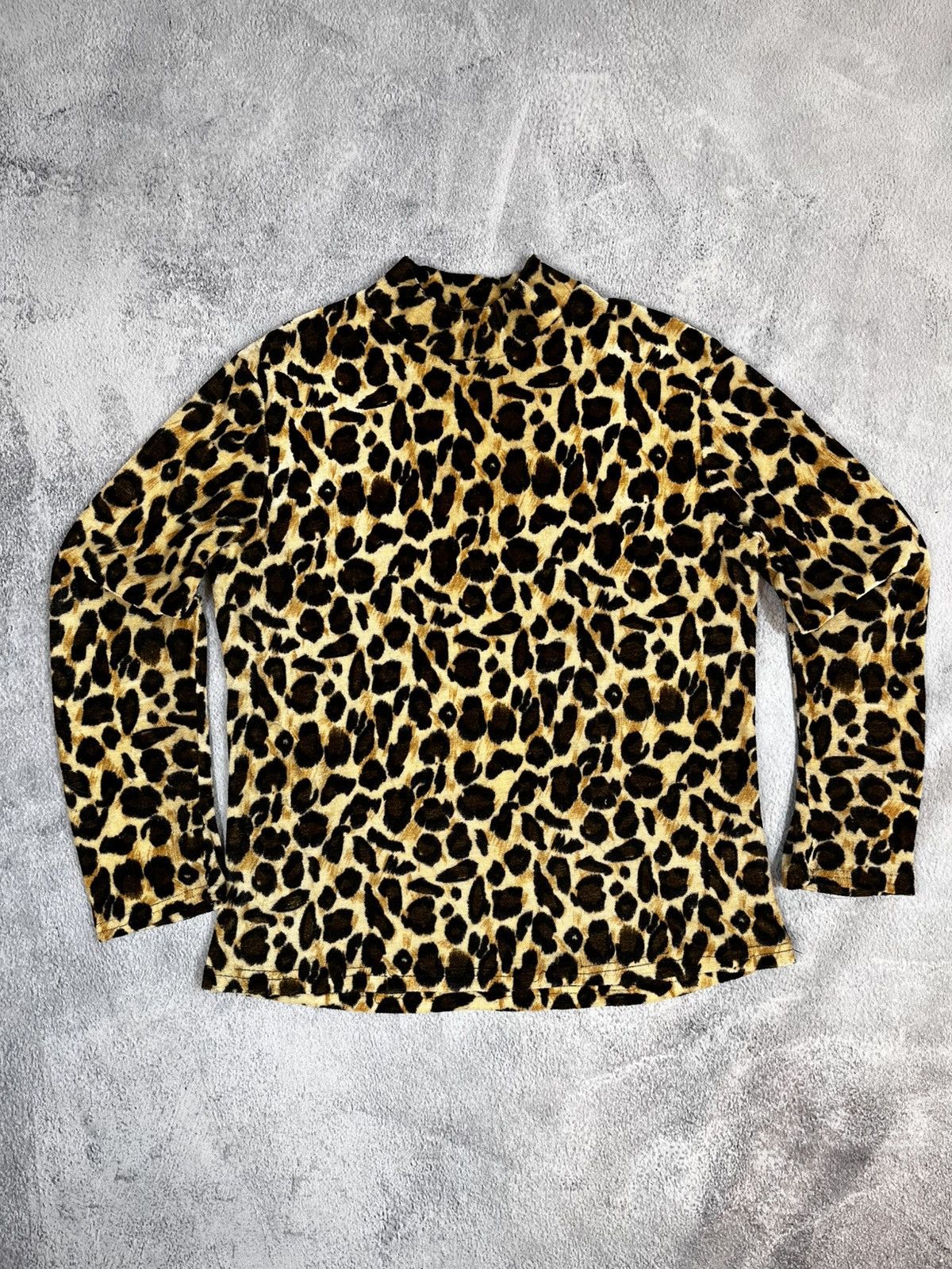Other Vintage Y2K Japanese leopard longsleeve turtleneck 2000s Size L / US 10 / IT 46 - 1 Thumbnail