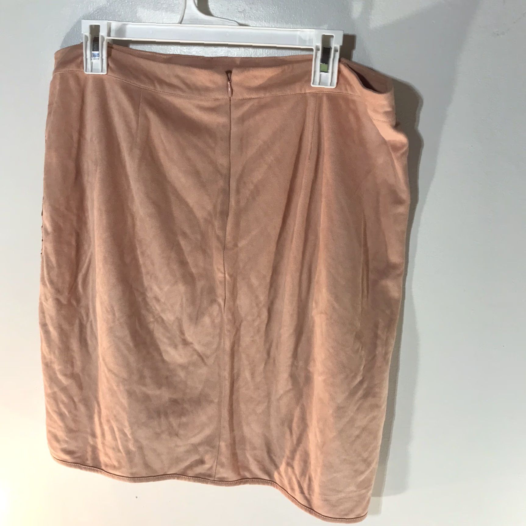 Vintage Cato Peach Faux Suede Knee Skirt Womens Size 14 Casual Business Size 36" / US 14 / IT 50 - 2 Thumbnail