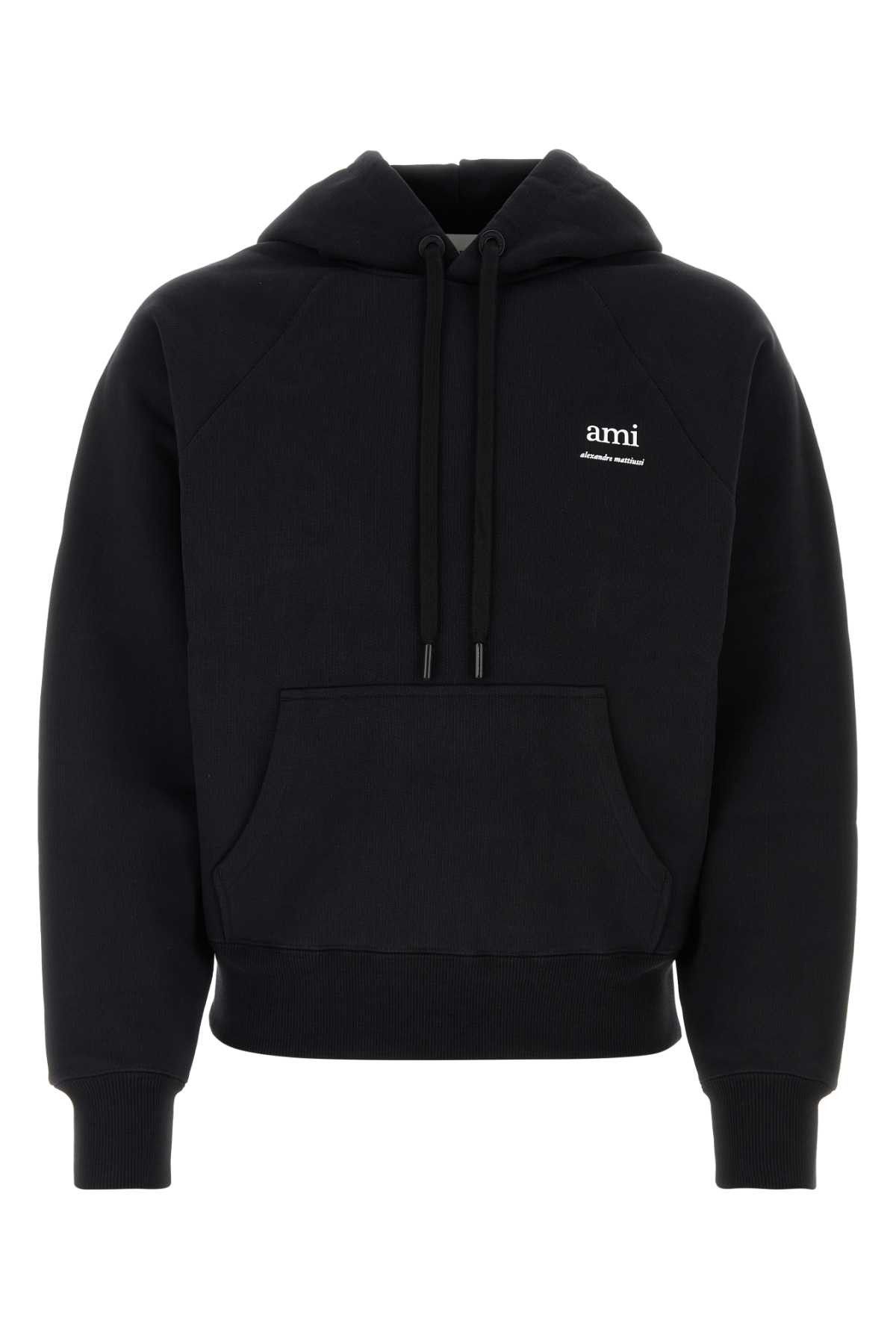 image of Ami Black Stretch Cotton Sweatshirt, Men's (Size Large)