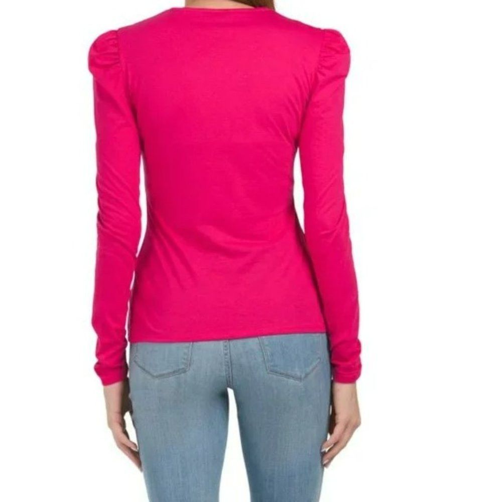 Rebecca Taylor NWT New $95 Rebecca Taylor Ruched Long-Sleeve Pink Top Size Size XL / US 12-14 / IT 48-50 - 2 Thumbnail