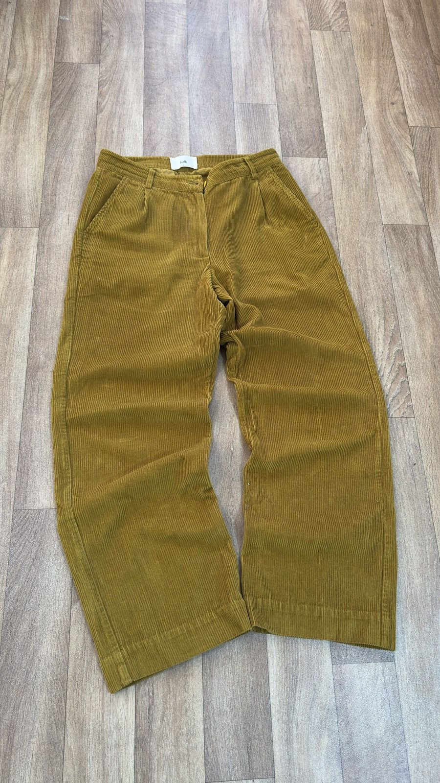Folk Folk Mustard Yellow Corduroy Trousers Pants Pleated Wide Leg Size US 32 / EU 48 - 1 Thumbnail