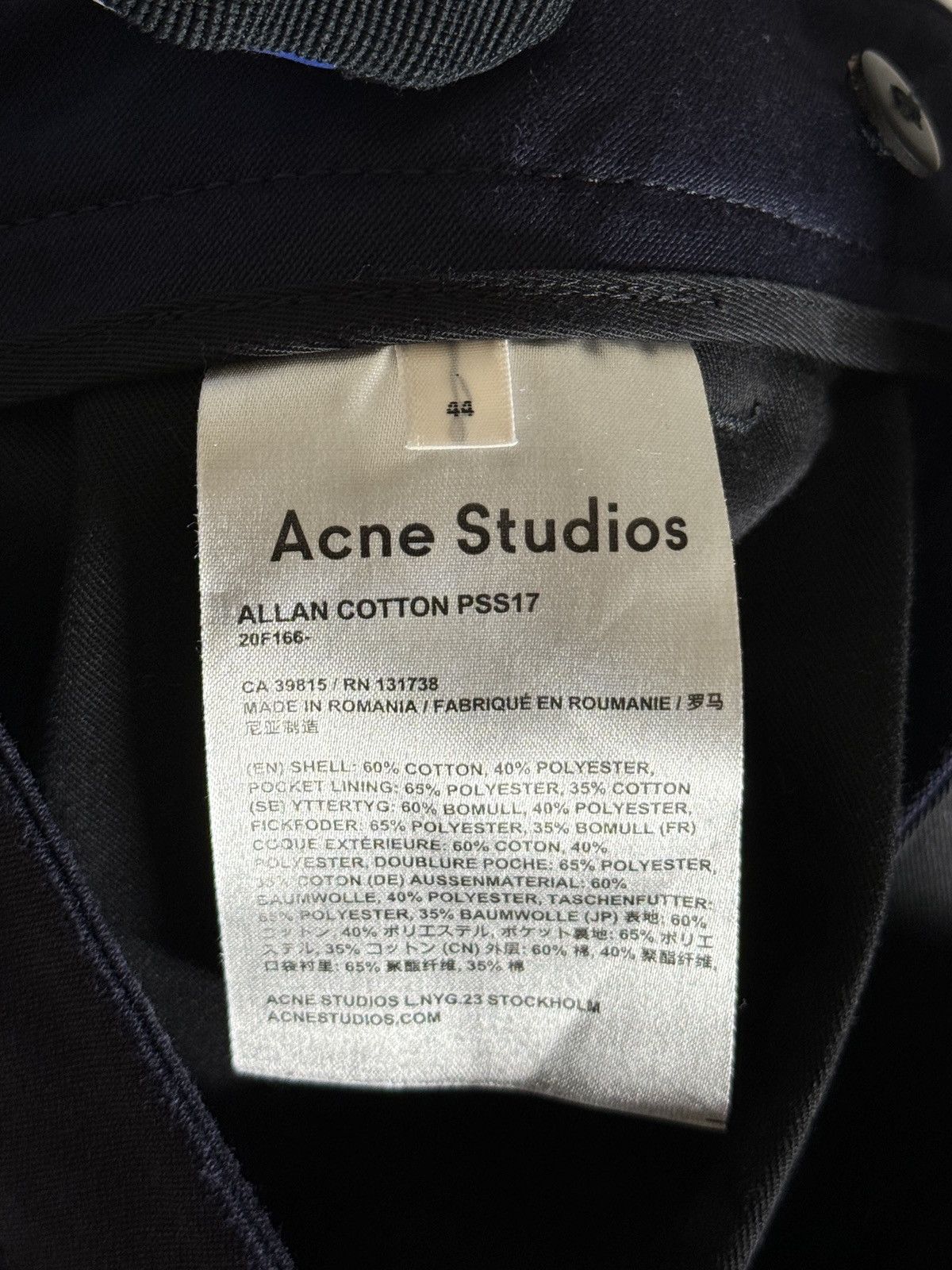 Acne Studios SS17 Navy Chino Pants Size US 30 / EU 46 - 8 Thumbnail
