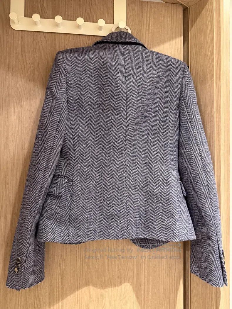 Loewe Blue Grey Check Wool Blazer Jacket