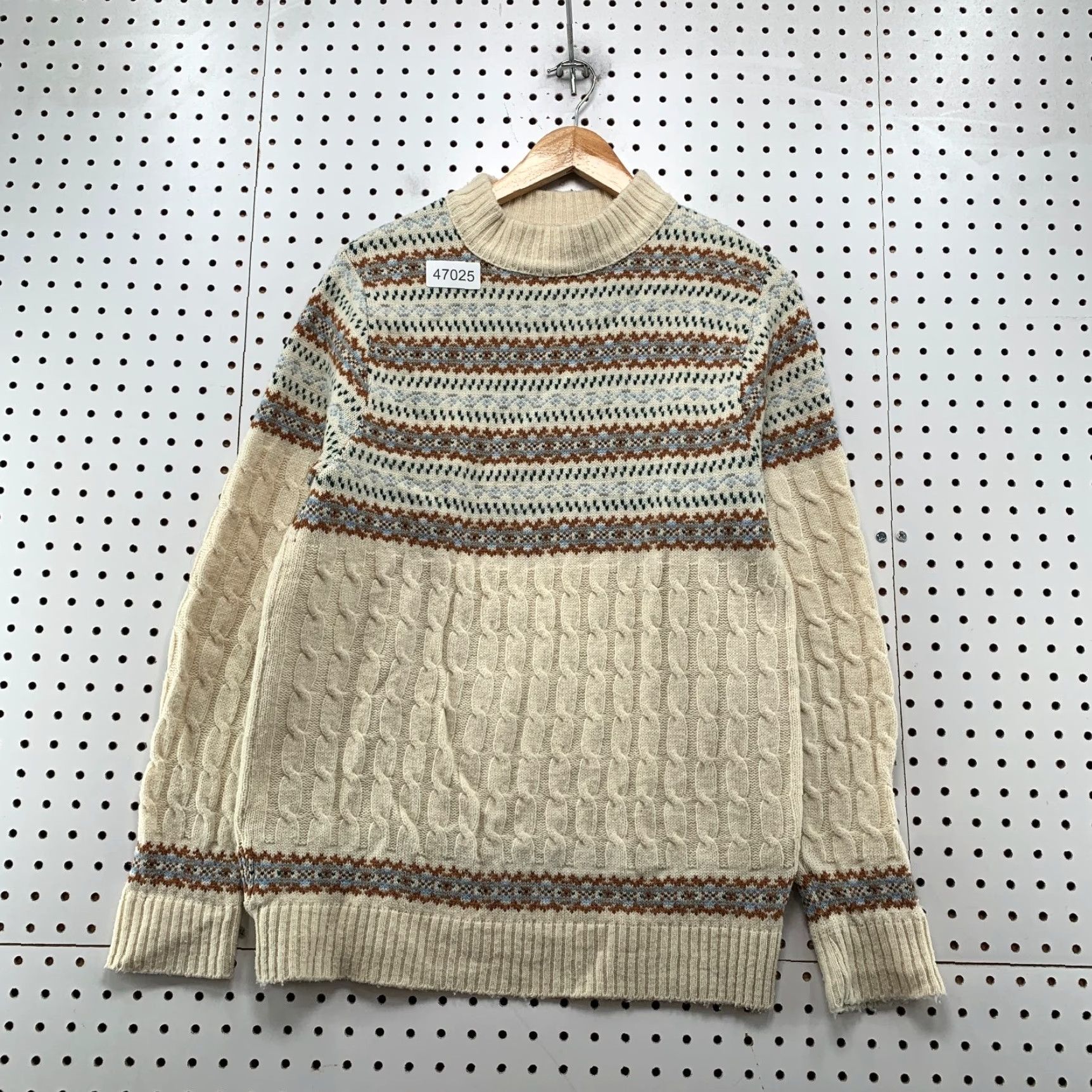 Vintage VINTAGE Lord Jeff Sweater Mens M Beige Fair Isle Cable Knit Orlon Acrylic Size US M / EU 48-50 / 2 - 2 Thumbnail