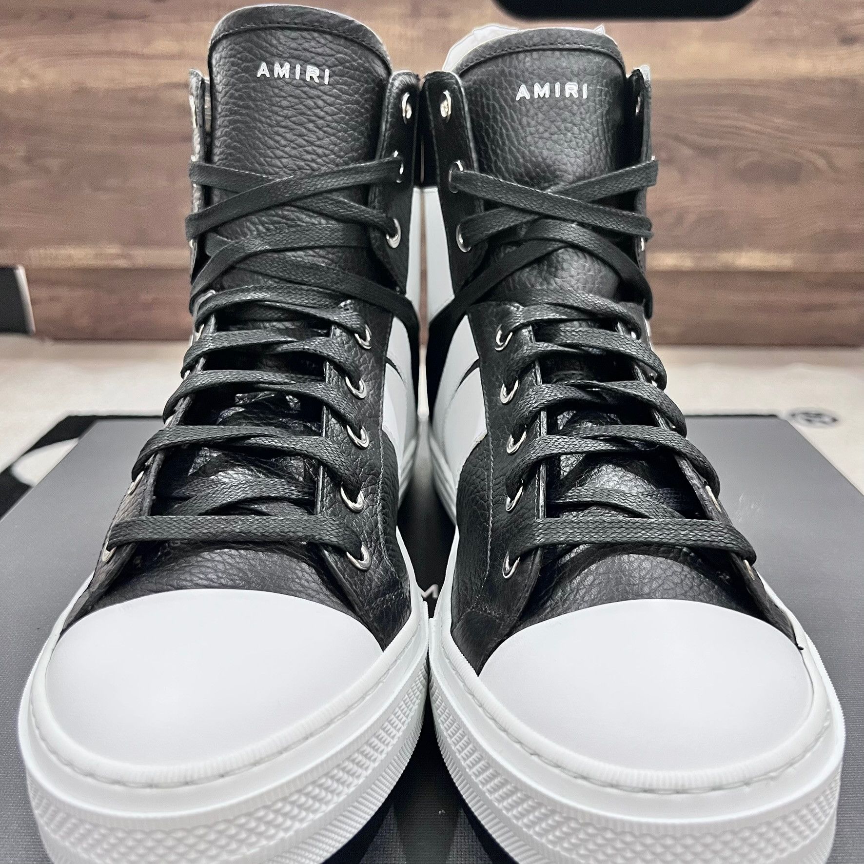 Amiri Amiri Sunset High Top Leather Sneakers in Black and White Size US 9 / EU 42 - 2 Thumbnail