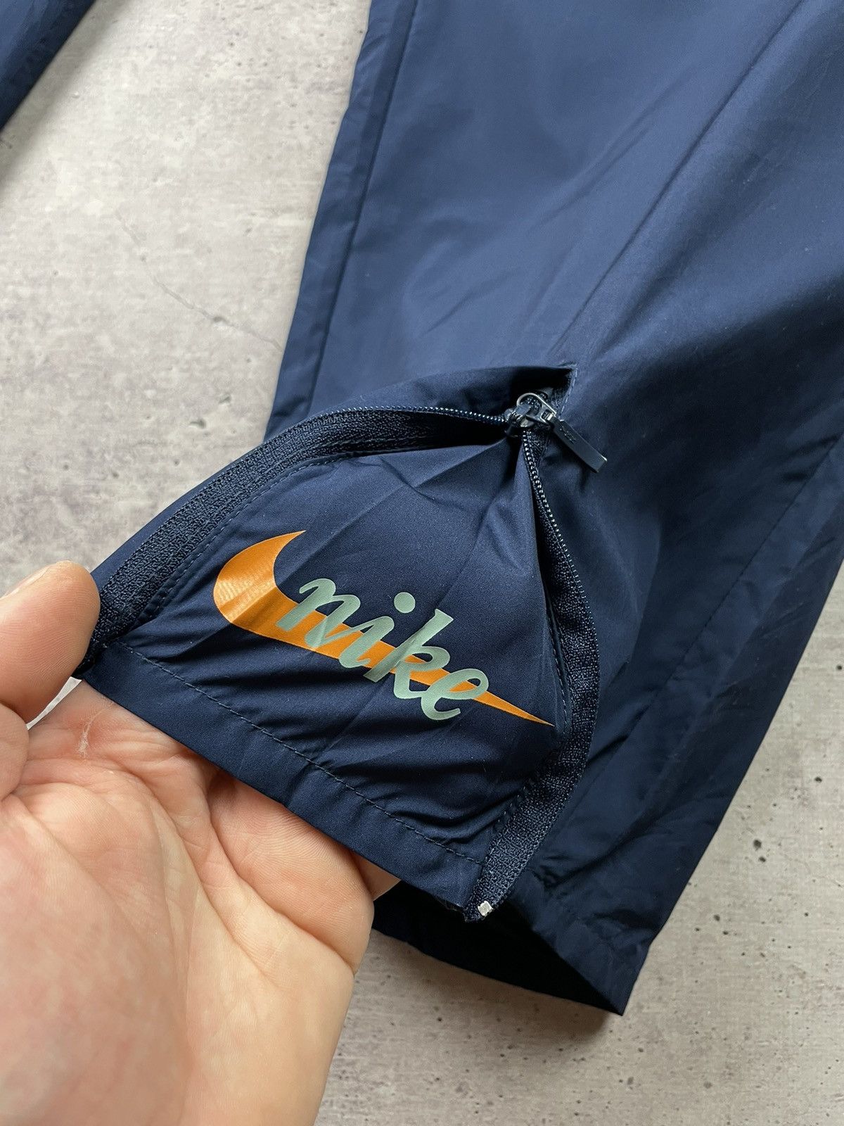 Nike × Vintage Vintage Nike Track Pants Navy Blue Nylon Joggers Y2k Size US 33 - 2 Thumbnail