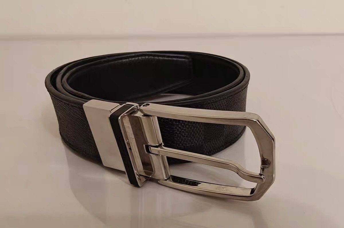 Louis Vuitton LOUIS VUITTON Black Damier Graphite Belt Size ONE SIZE - 4 Thumbnail