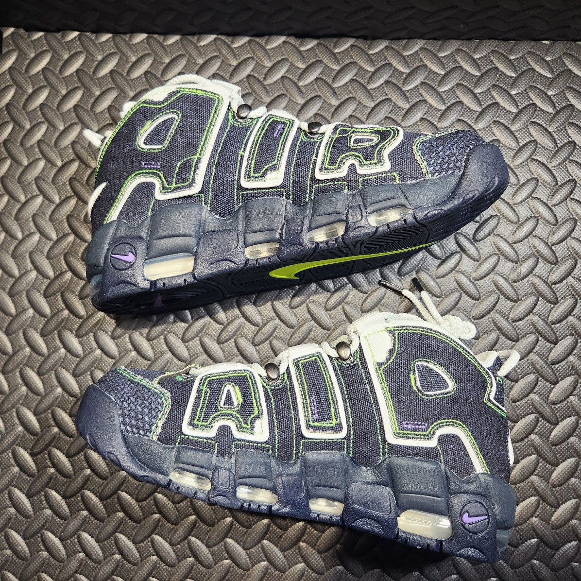 image of Nike Swdc With Air More Uptempo Size 12W/10.5M Shoes in Dark Obsidian/Summit White, Men's