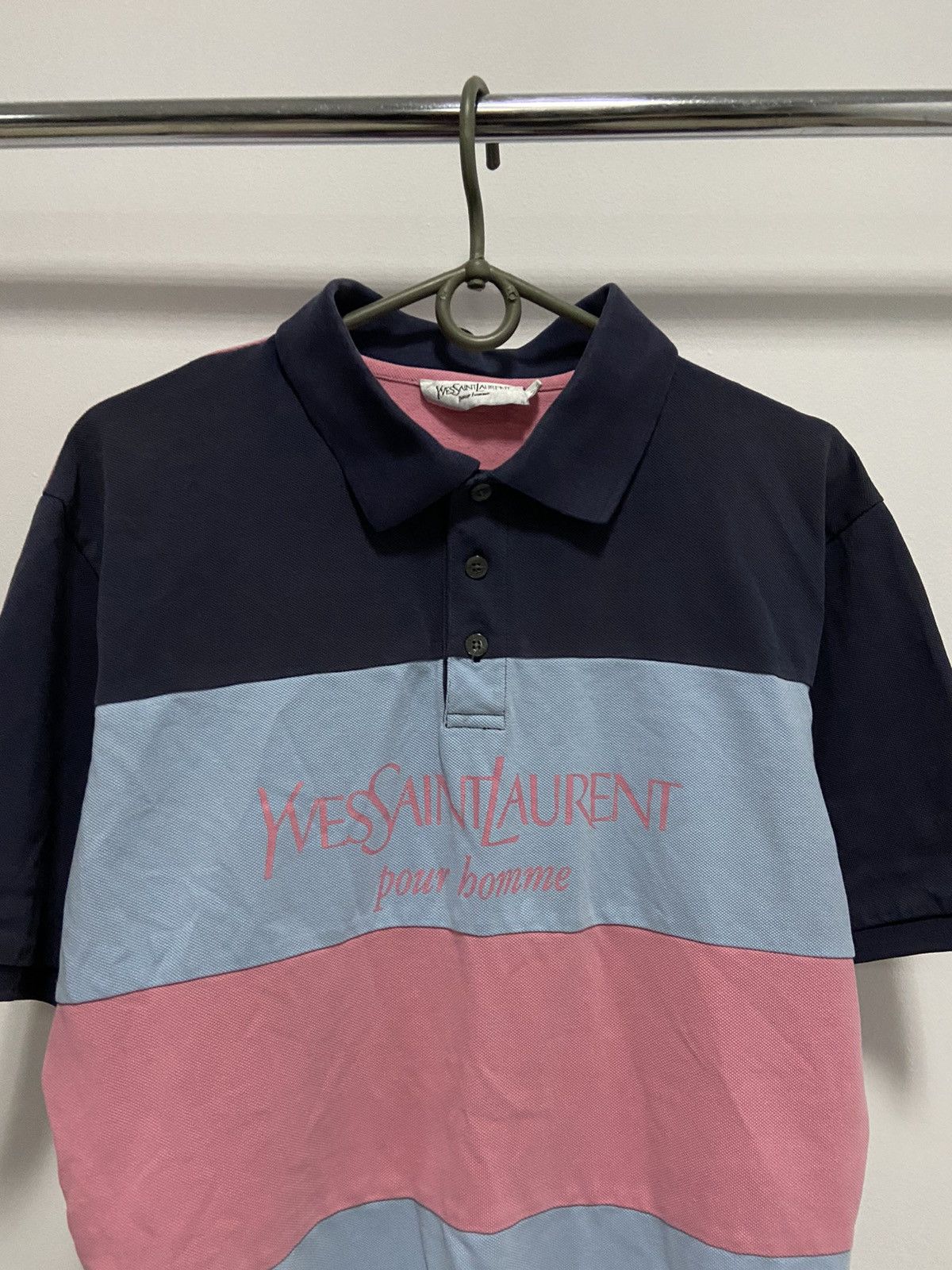 Vintage × Yves Saint Laurent Yves Saint Laurent Vintage polo stripes big logo t shirt Size US XL / EU 56 / 4 - 2 Thumbnail