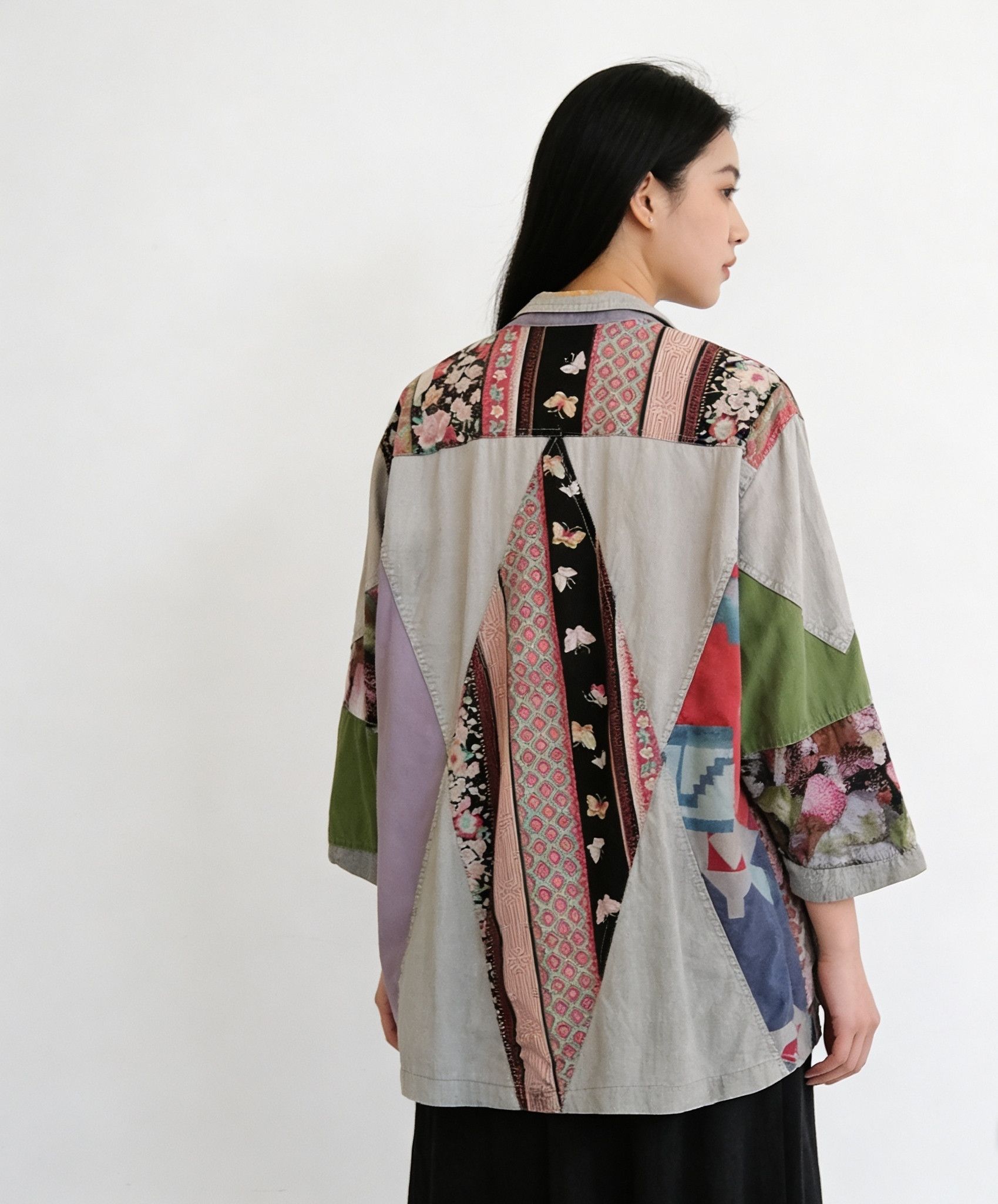 Japanese Brand VTG Bohemian Patchwork Linen Blend Oversized Blazer Jacket Size XL / US 12-14 / IT 48-50 - 4 Thumbnail