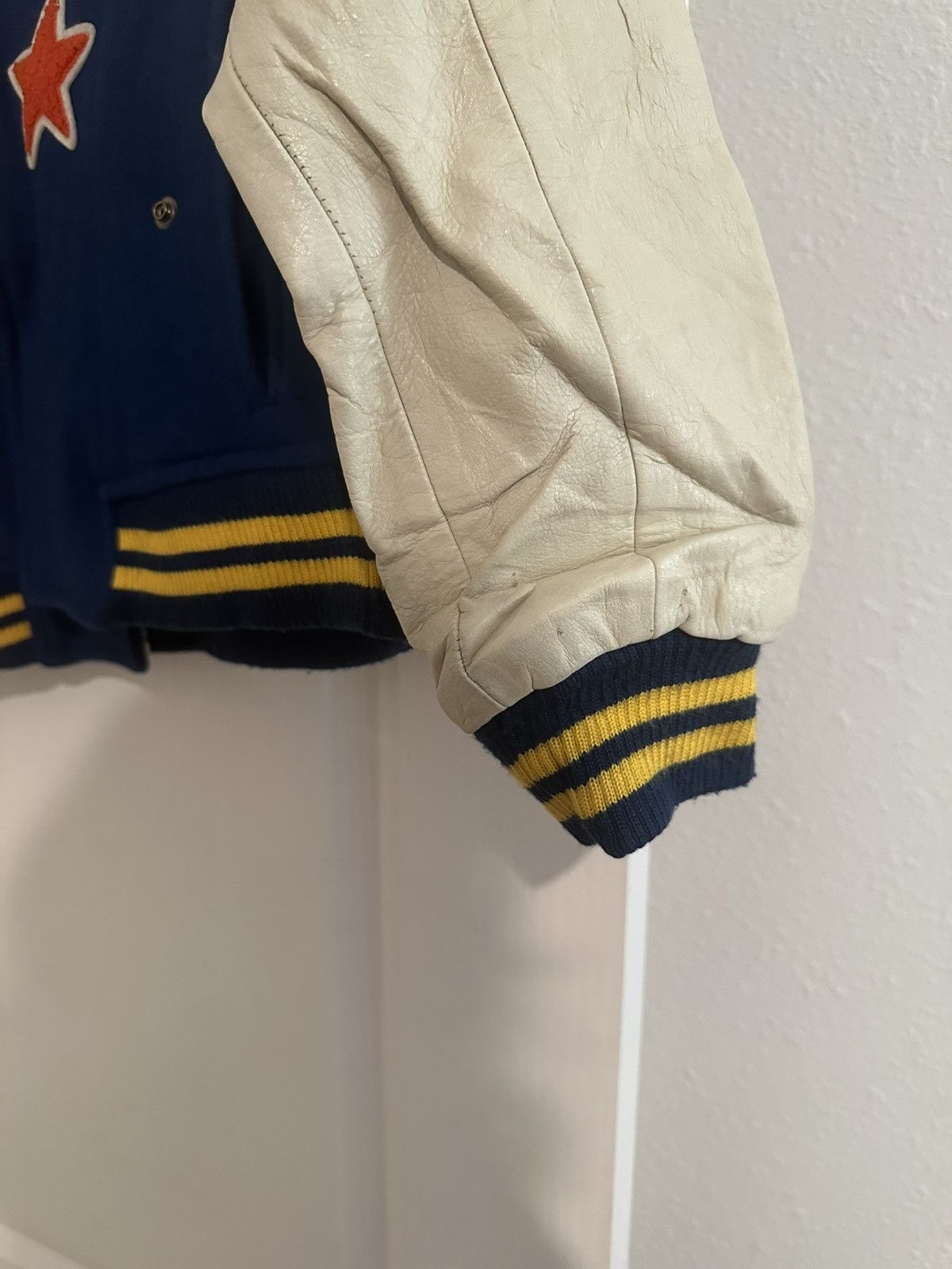 Japanese Brand Vintage 90s Dimanche Girls Varsity Jacket Leather Size US S / EU 44-46 / 1 - 4 Thumbnail