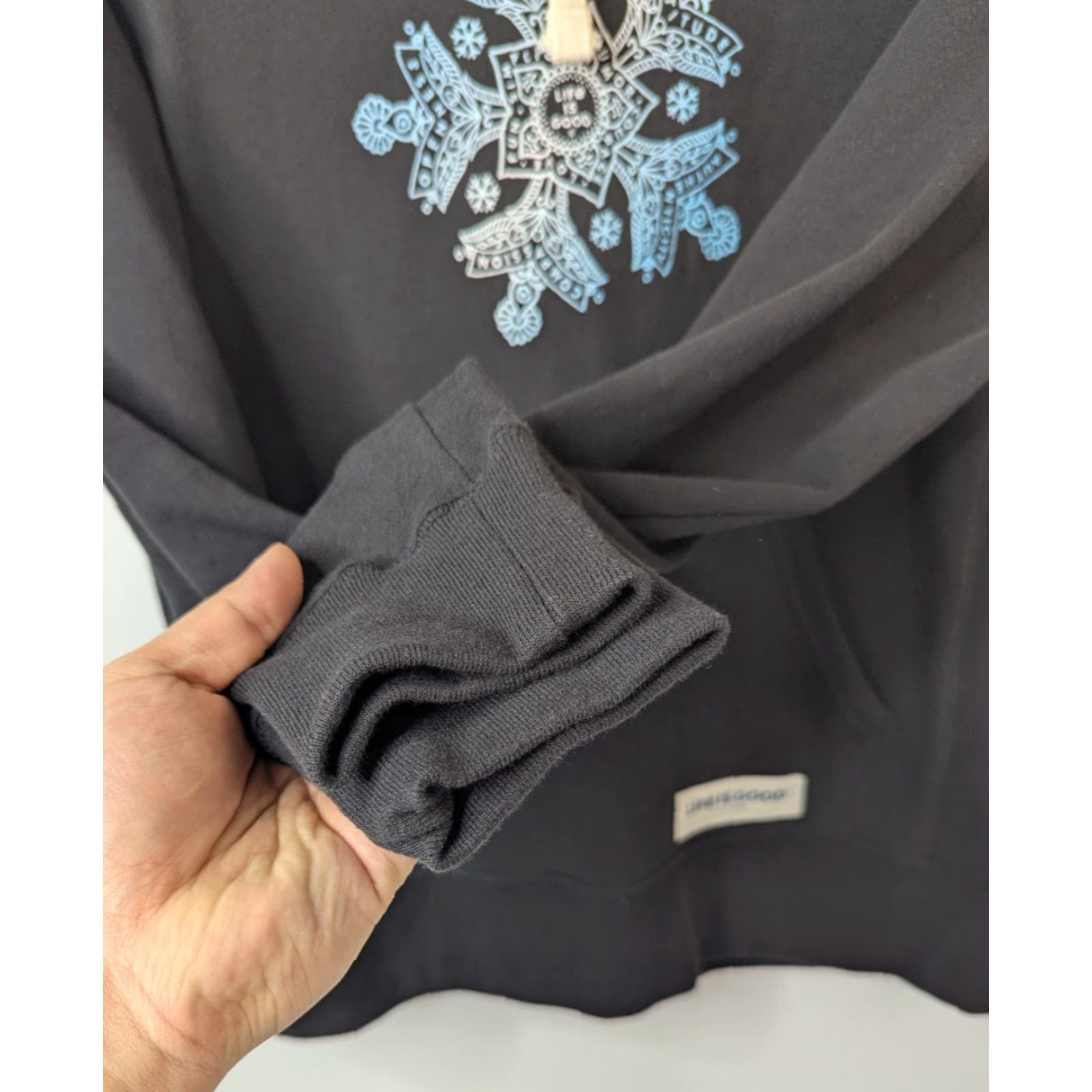 Life is Good VINTAGE Life is Good Hoodie Black Small Women's Snowflake Simply True Fleece Pullover Oversized Modern Everyday Activewear Size S / US 4 / IT 40 - 3 Thumbnail